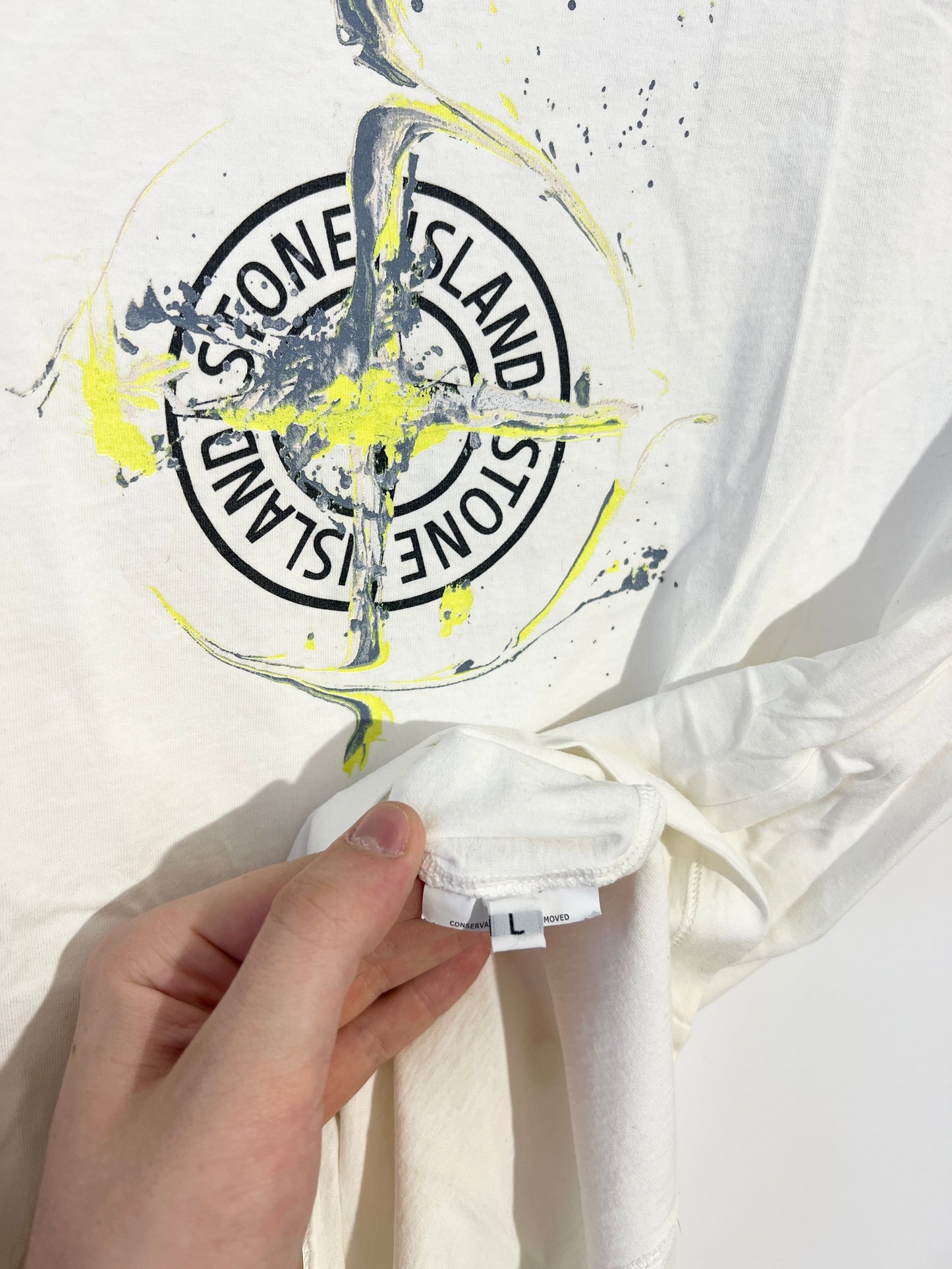 T-shirt bianca con stampa Stone Island - Taglia L