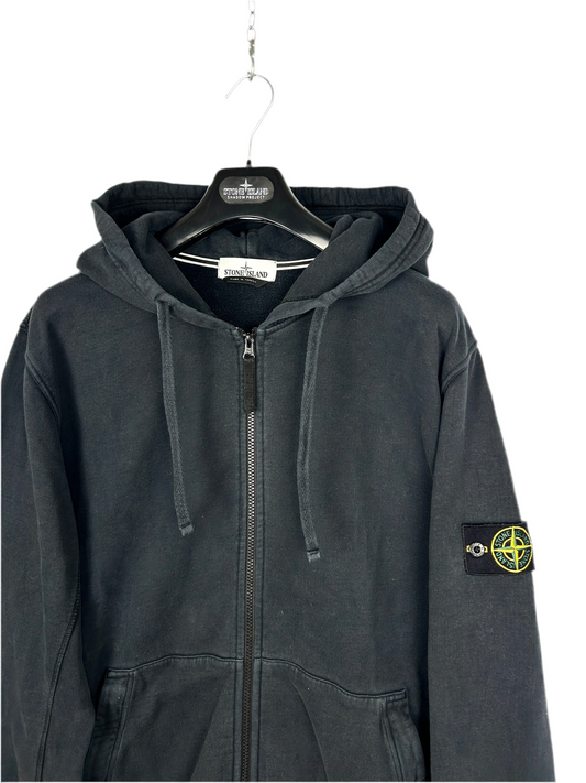 Felpa nera con zip e cappuccio Stone Island - Taglia XXXL