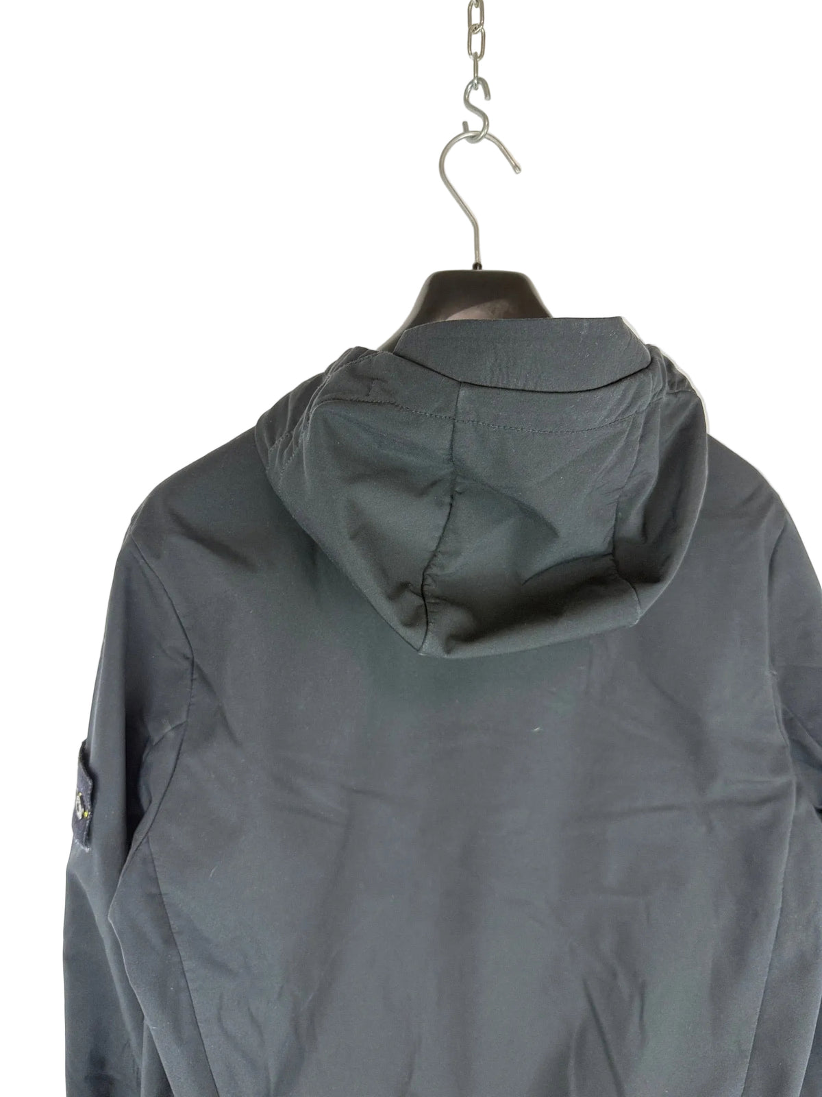 Giacca Soft Shell-R nera con zip e cappuccio Stone Island - Taglia L