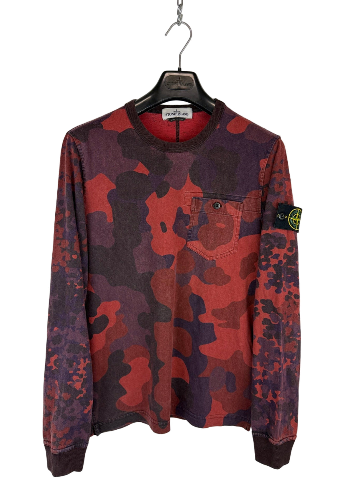 T-shirt a maniche lunghe camo rossa Stone Island - Taglia M