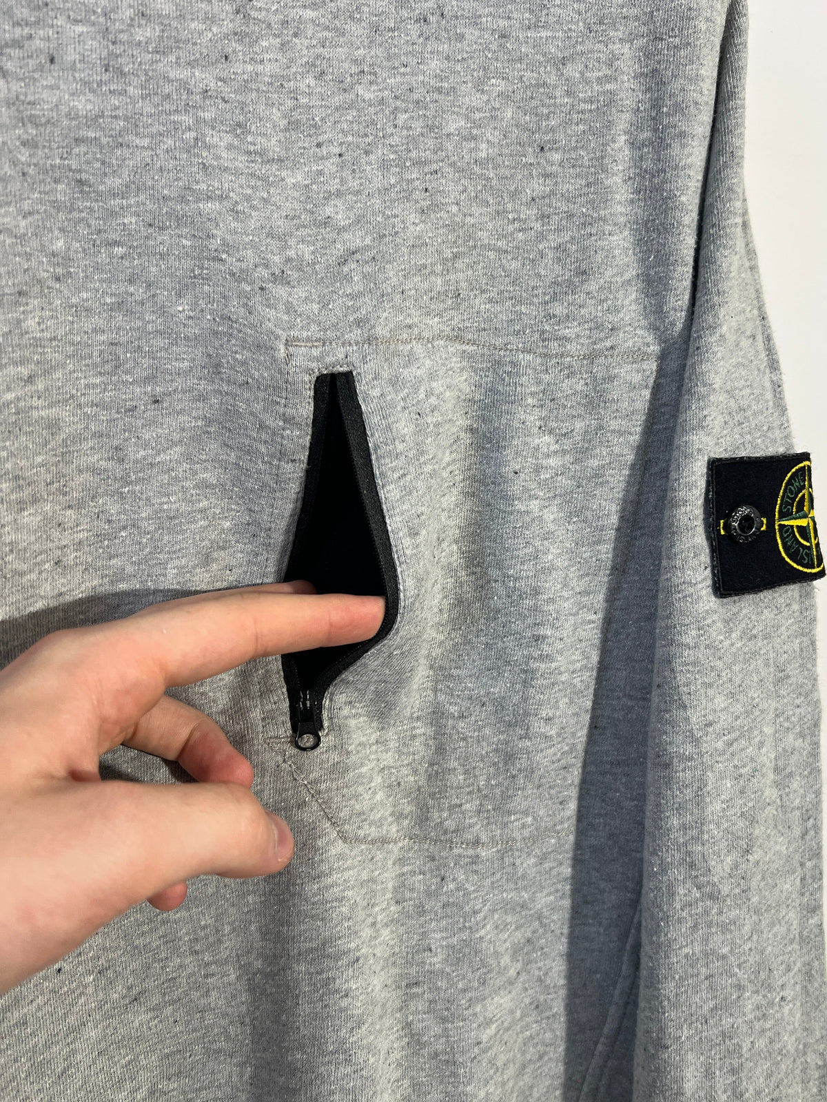 Grey Stone Island sweater with chest pocket - Size L