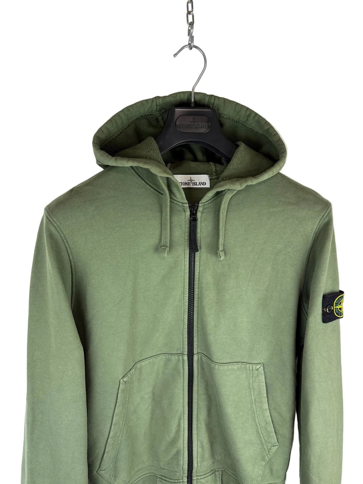 Felpa verde con zip e cappuccio Stone Island - Taglia S