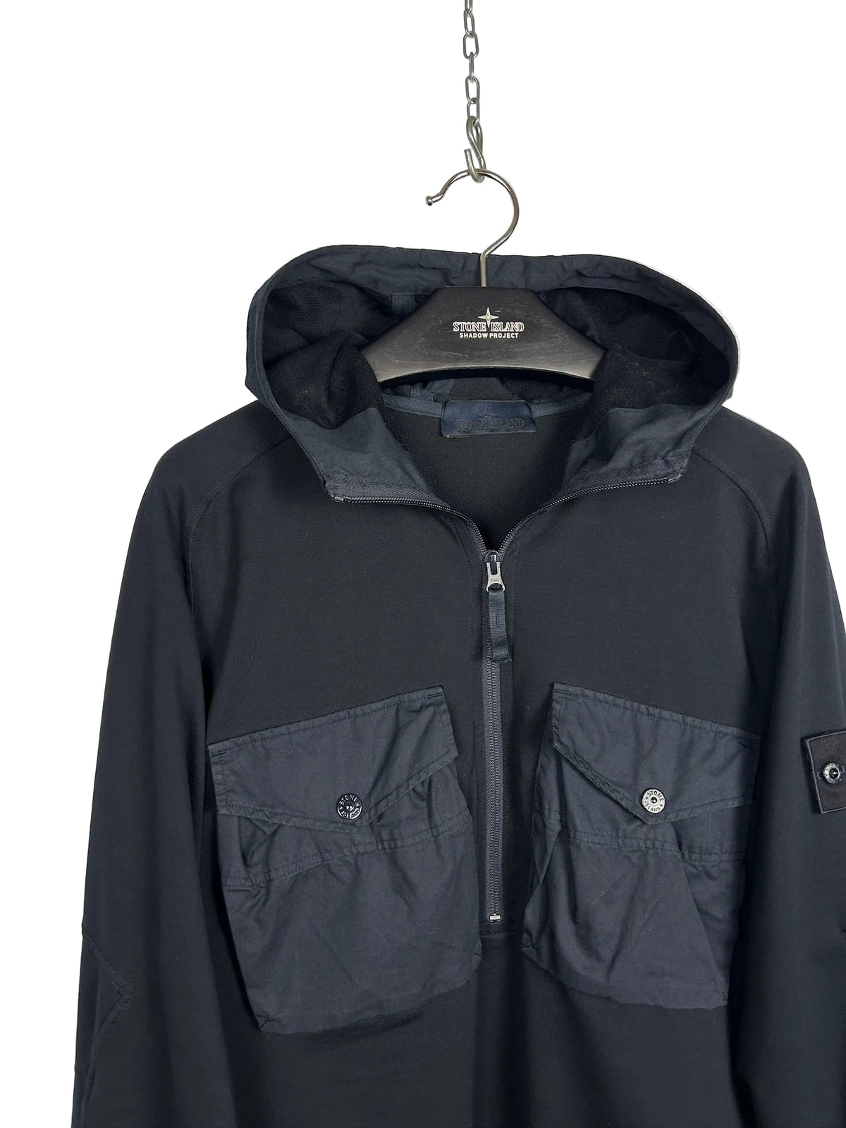 Felpa a mezza zip con cappuccio Ghost blu navy Stone Island - Taglia M