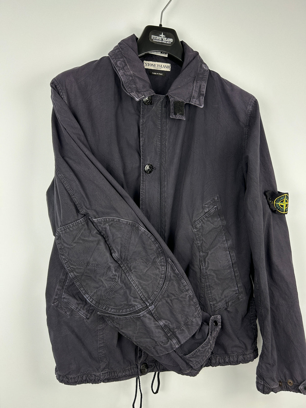 Giacca blu navy vintage Paul Harvey Stone Island con toppa sui gomiti - Taglia M