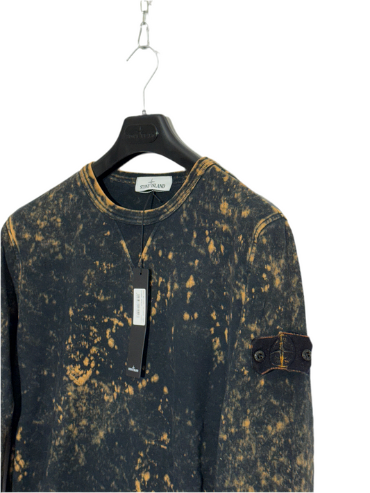 Felpa Stone Island nera e arancione con trattamento Off-Dye OVD - Taglia M