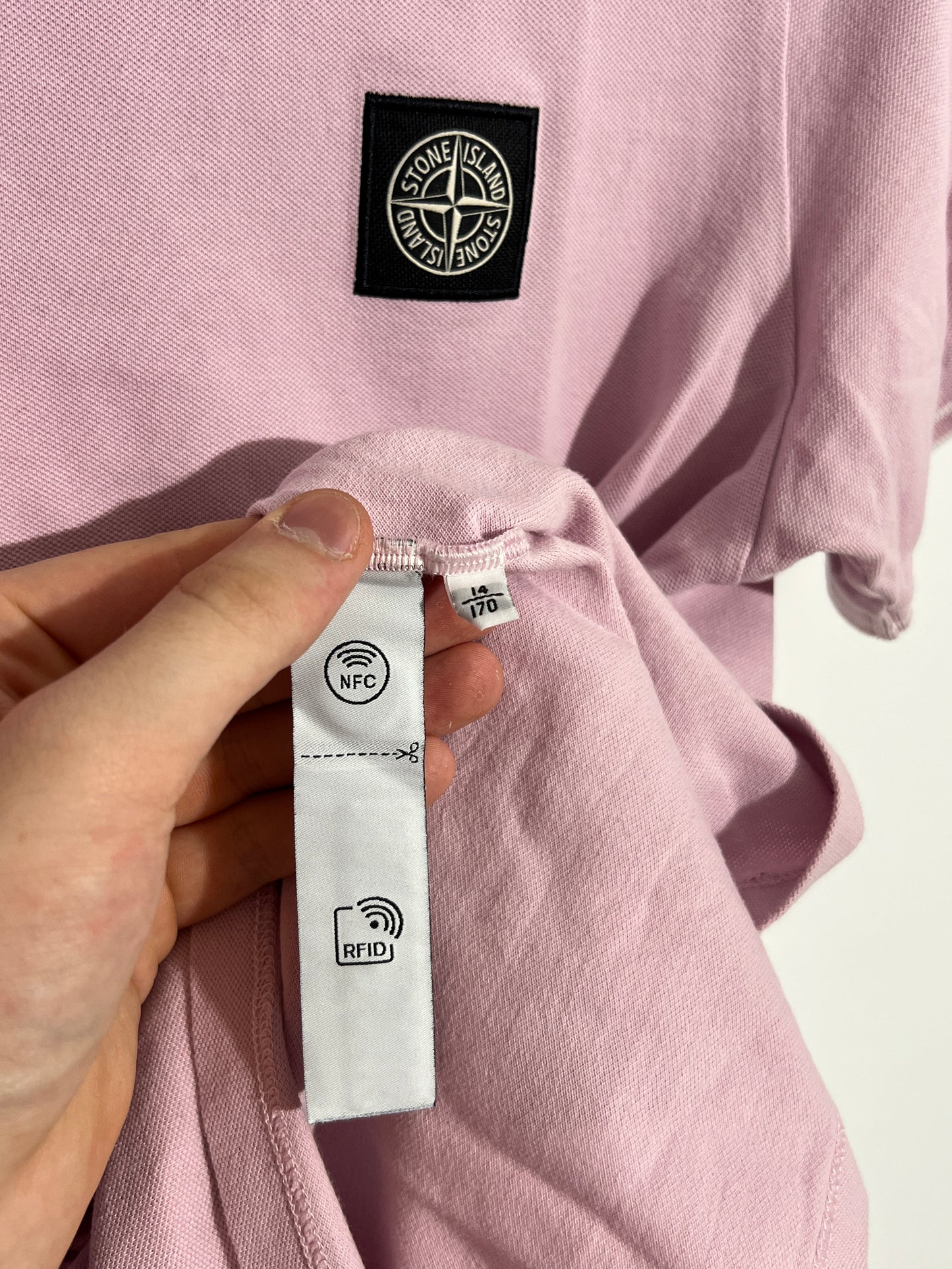 T-shirt rosa in piqué Stone Island - Taglia Junior (14 anni, 170cm)