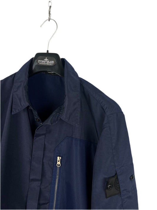 Overshirt blu Stone Island Shadow Project con chiusura a bottoni - Taglia L