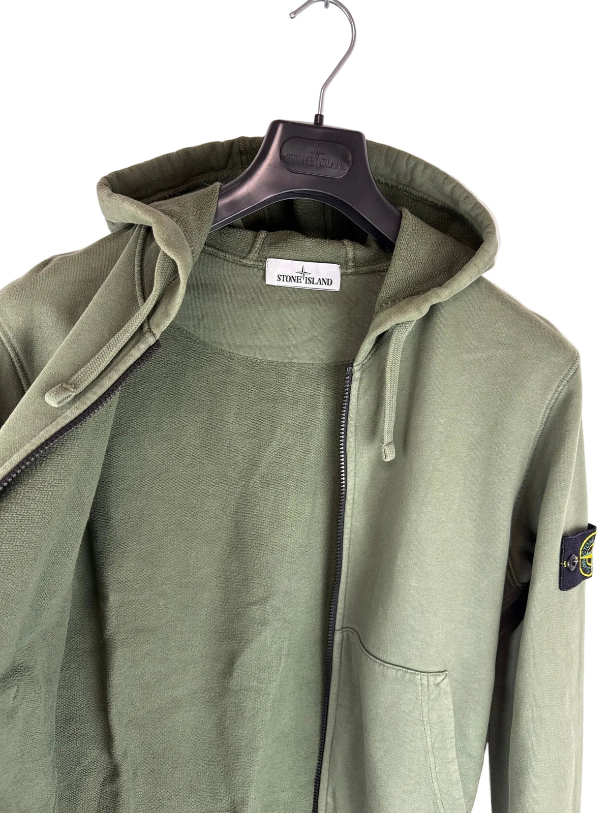 Felpa verde con zip e cappuccio Stone Island - Taglia S
