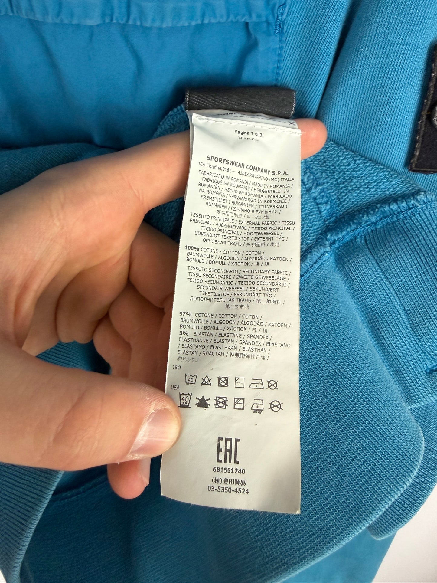 Felpa azzurra blu con taschino sul petto Stone Island - Taglia M