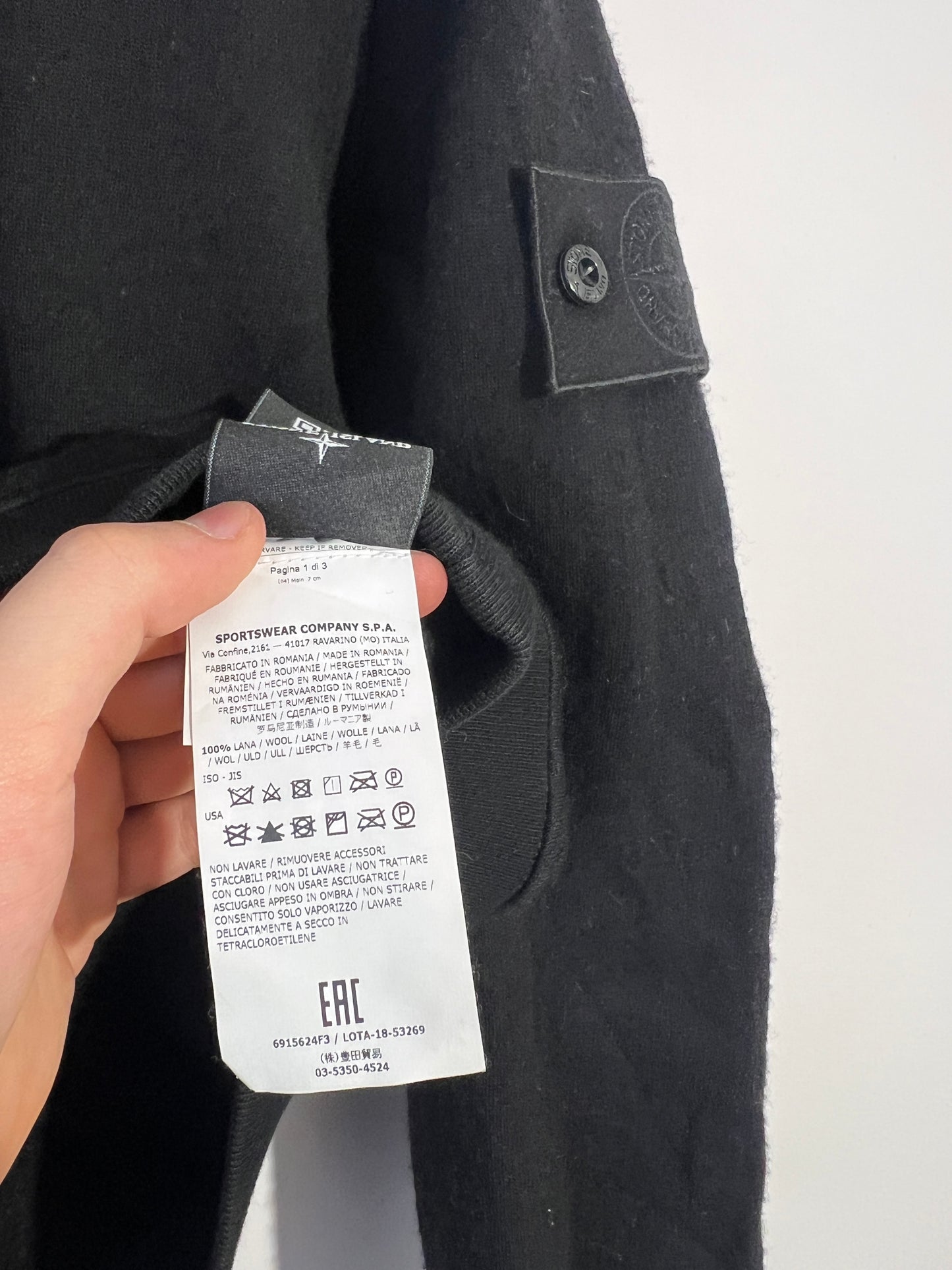 Maglione Ghost nero con tascone Stone Island - Taglia M