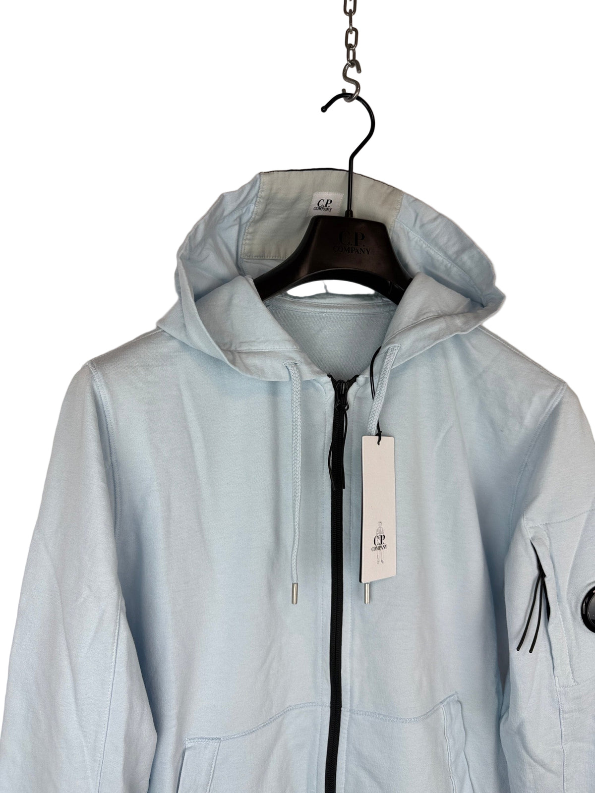 Felpa con zip e cappuccio azzurra C.P. Company (nuova con cartellino) - Taglia M