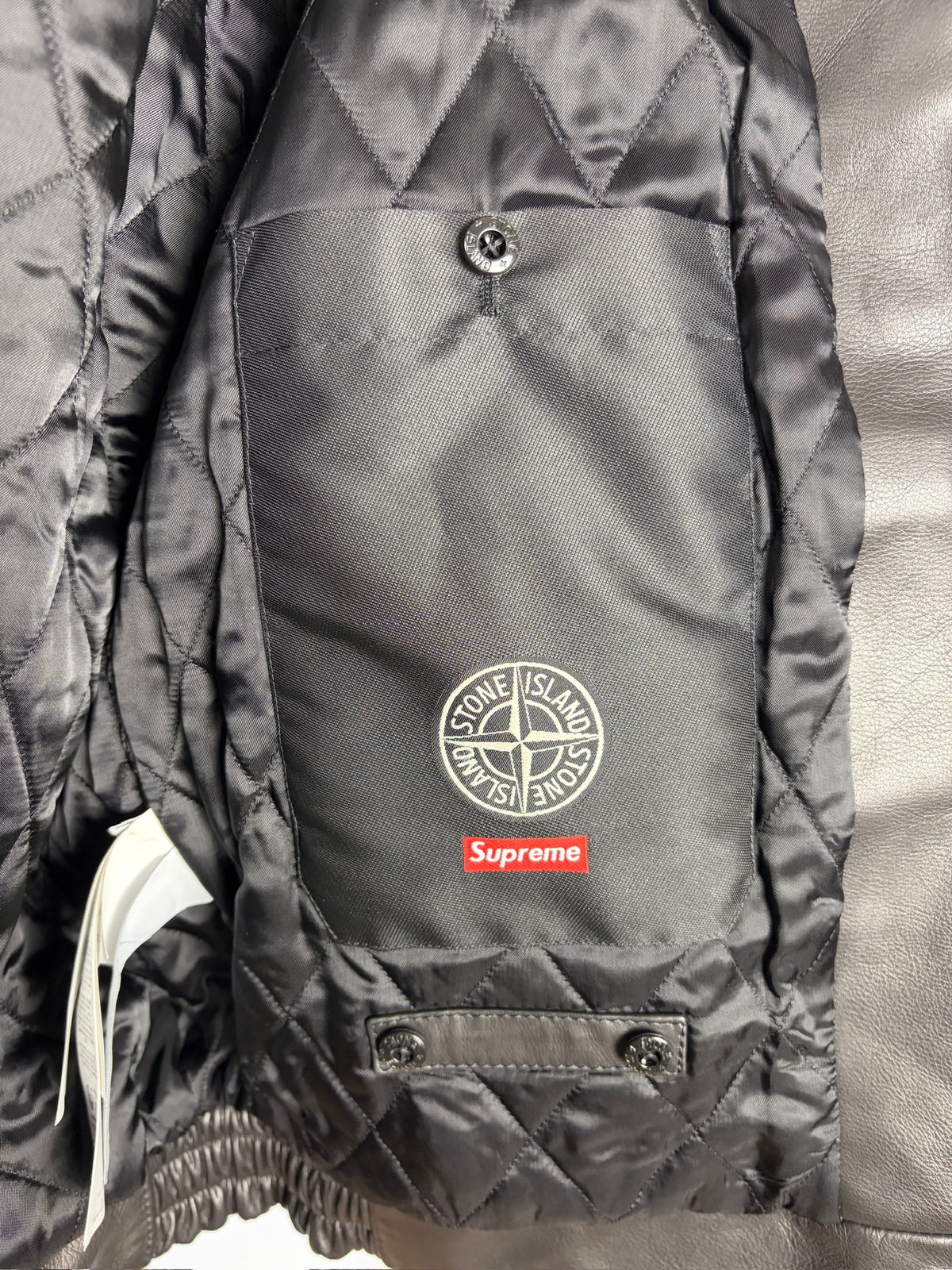 Giacca Helicopter Full Grain Leather Stone Island x Supreme (nuova con cartellino) - Taglia L