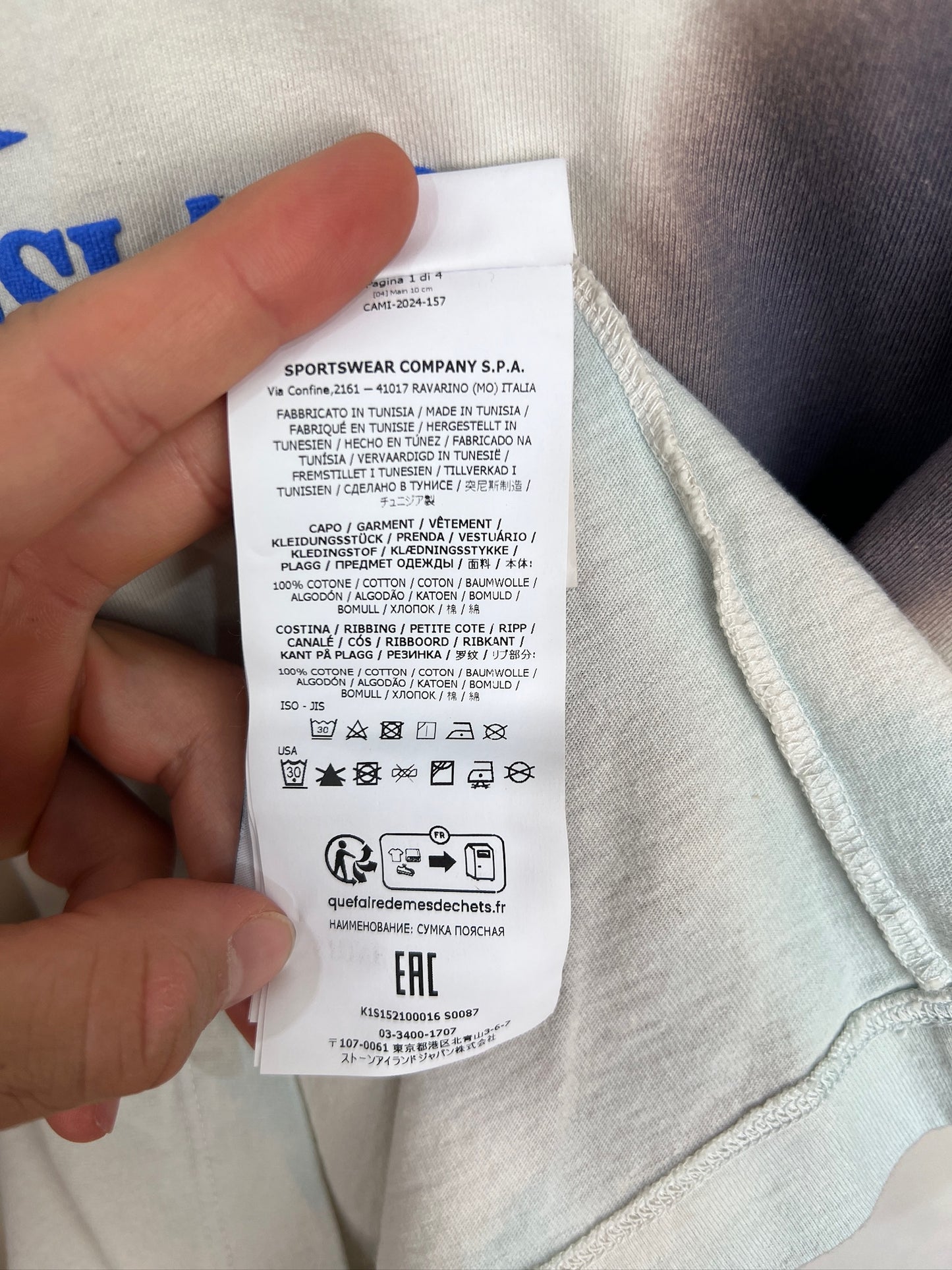 T-shirt azzurra Stone Island (nuova con cartellino) - Taglia L