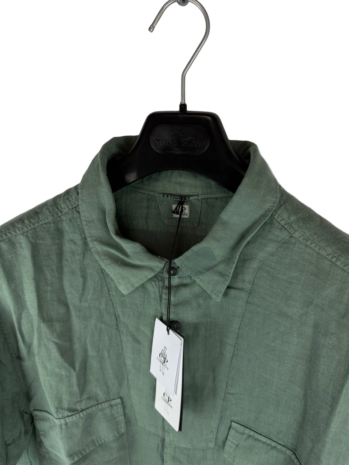 Camicia verde in lino con taschini C.P. Company nuova con cartellino - Taglia 3XL - foto 4