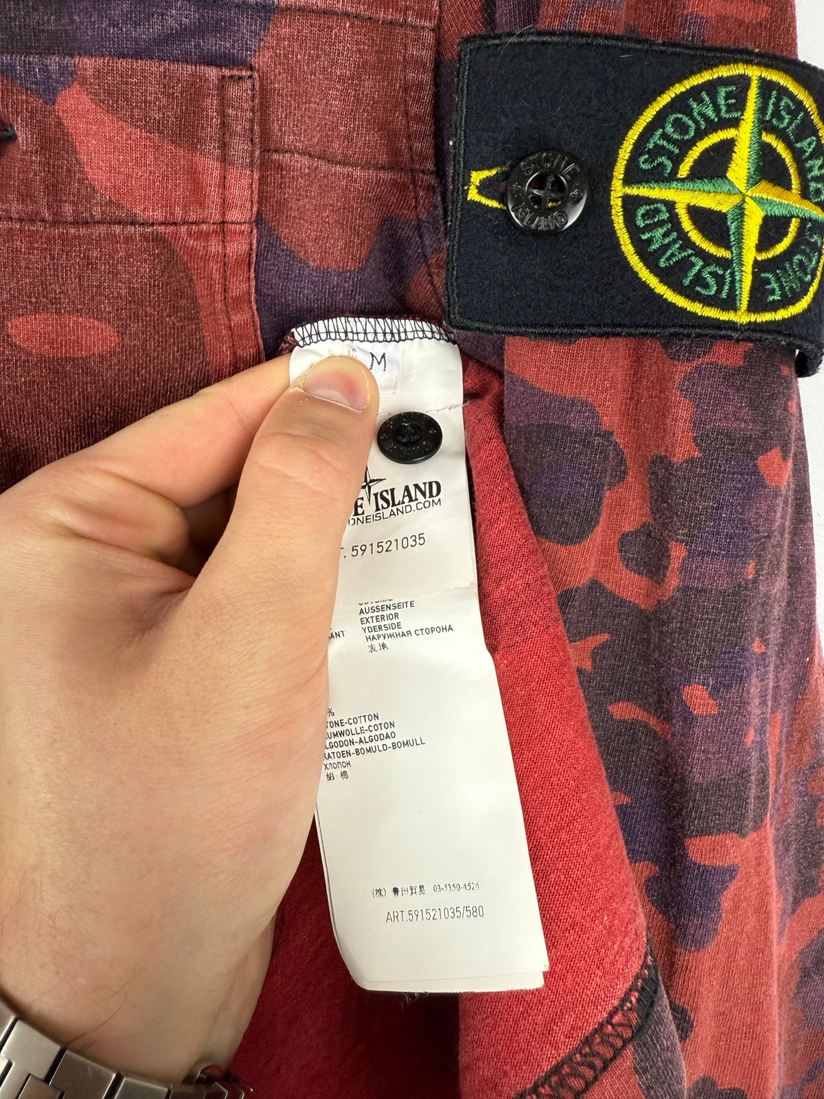 T-shirt a maniche lunghe camo rossa Stone Island - Taglia M