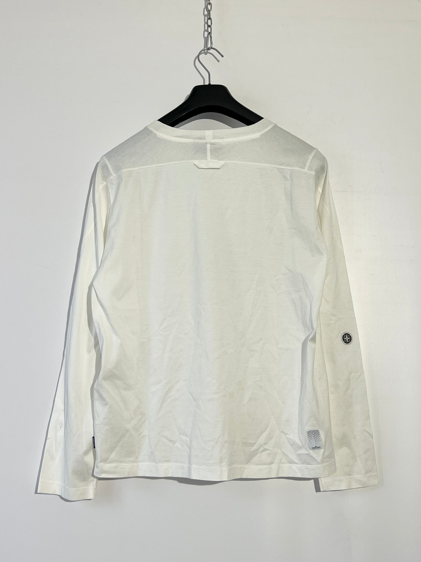 T-shirt a maniche lunghe bianca Stone Island Shadow Project (nuova con cartellino) - Taglia M