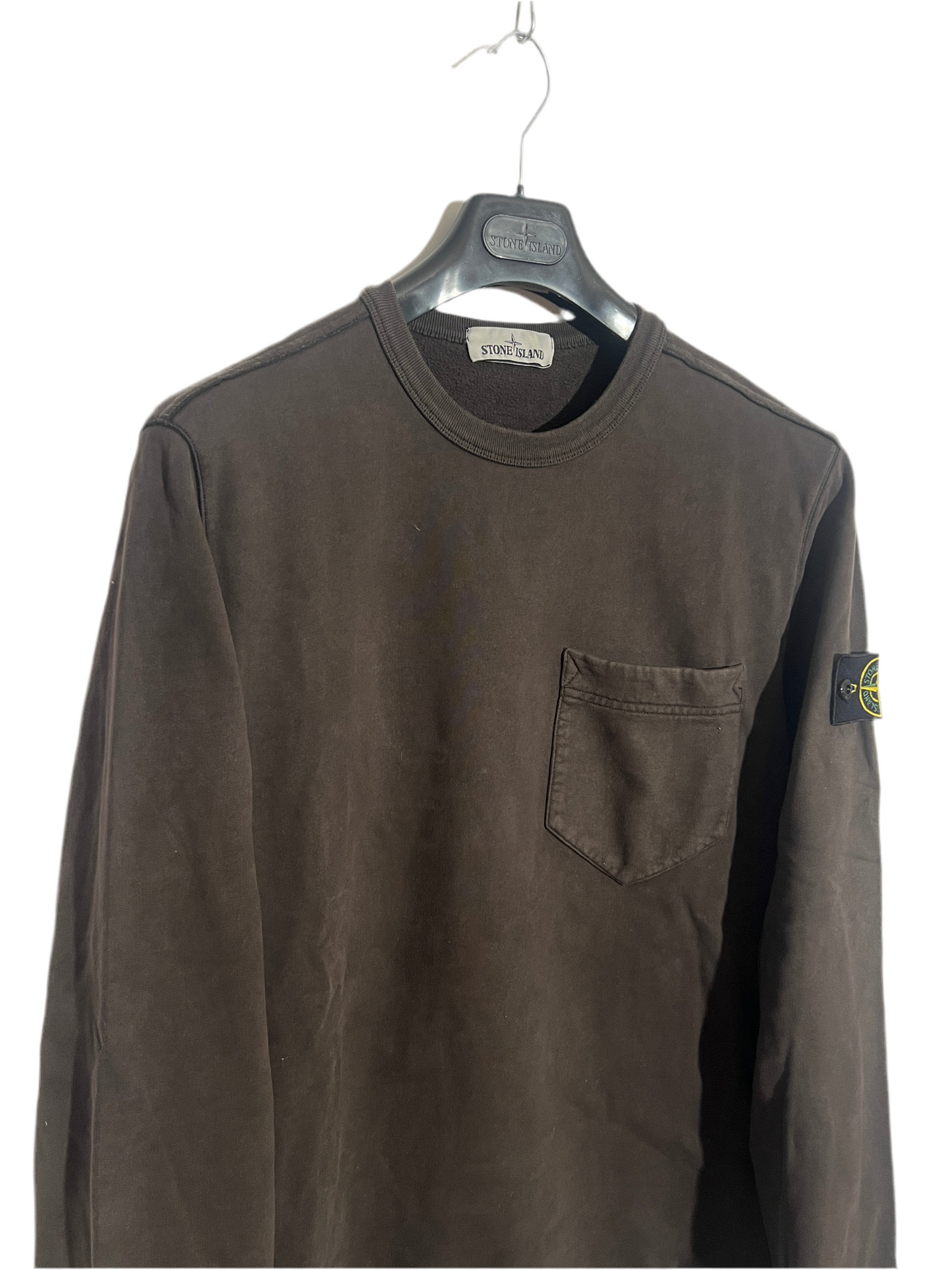 Felpa marrone con taschino sul petto Stone Island - Taglia L