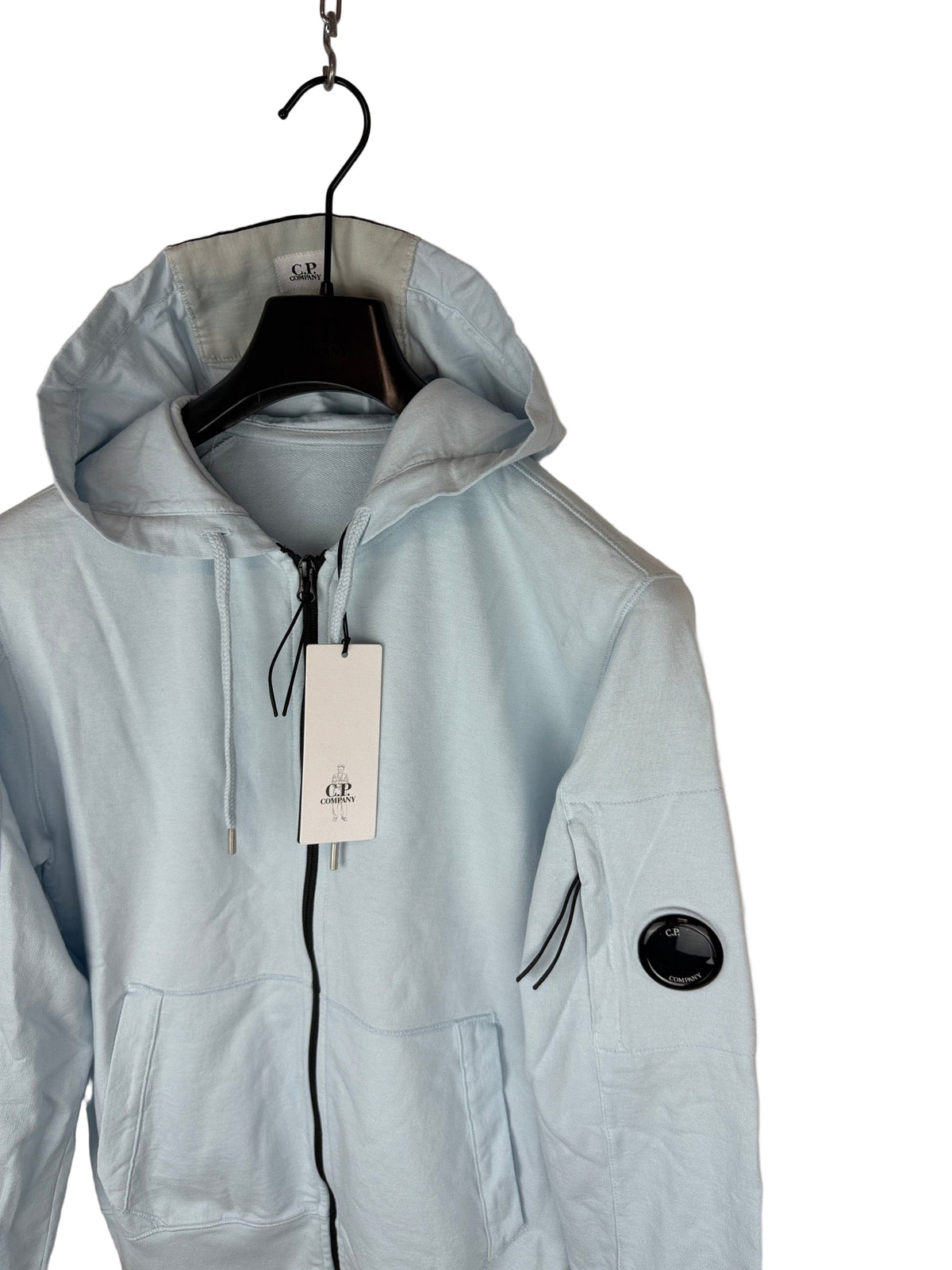 Felpa con zip e cappuccio azzurra C.P. Company (nuova con cartellino) - Taglia M