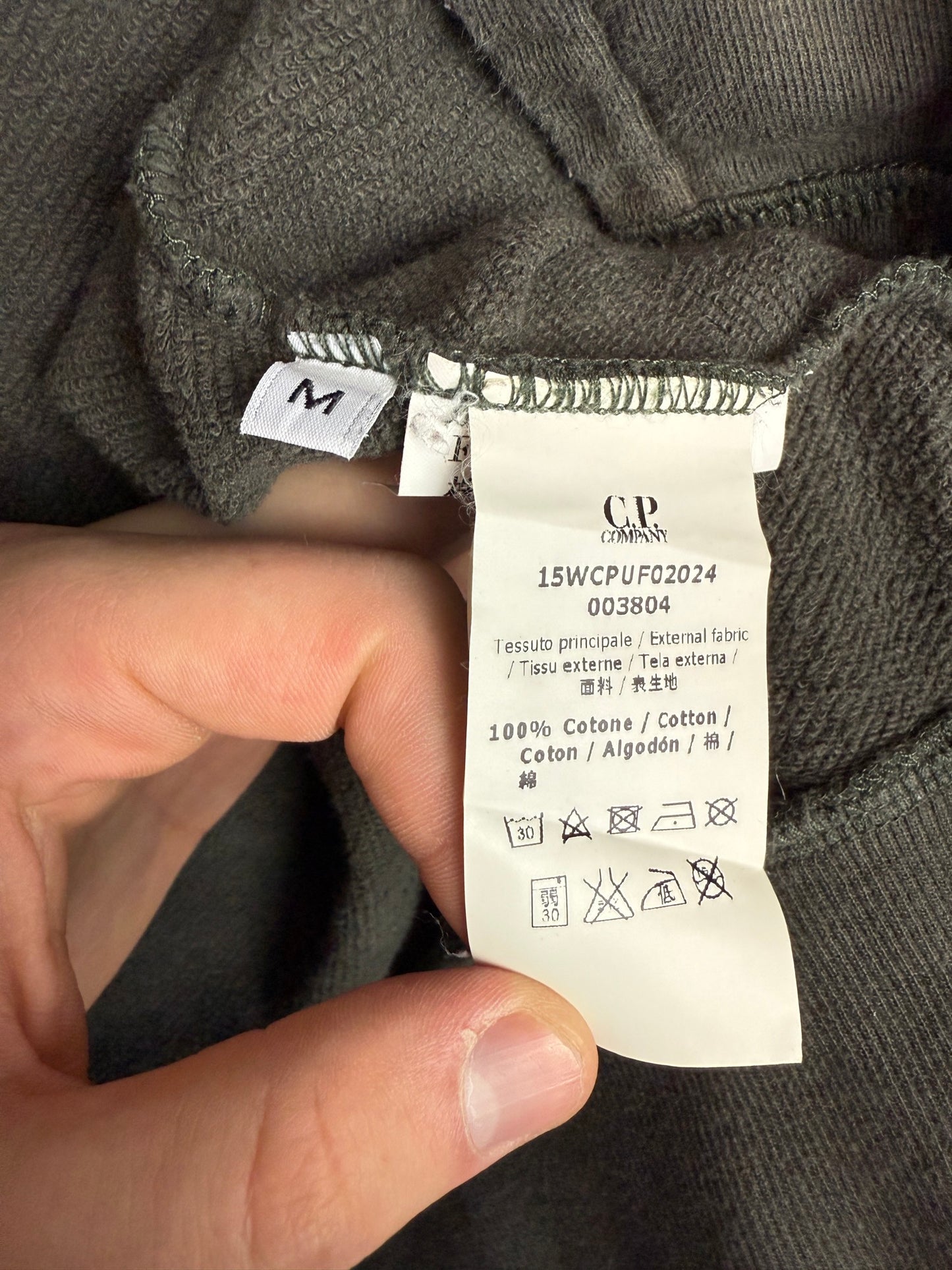 Felpa Goggle grigia con zip e cappuccio C.P. Company - Taglia M