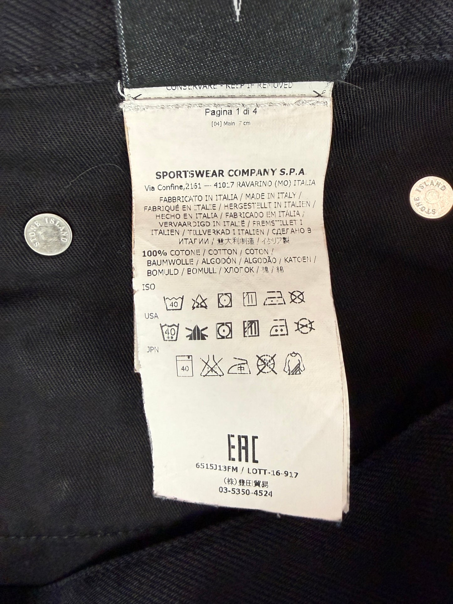 Jeans neri Stone Island - Taglia W36
