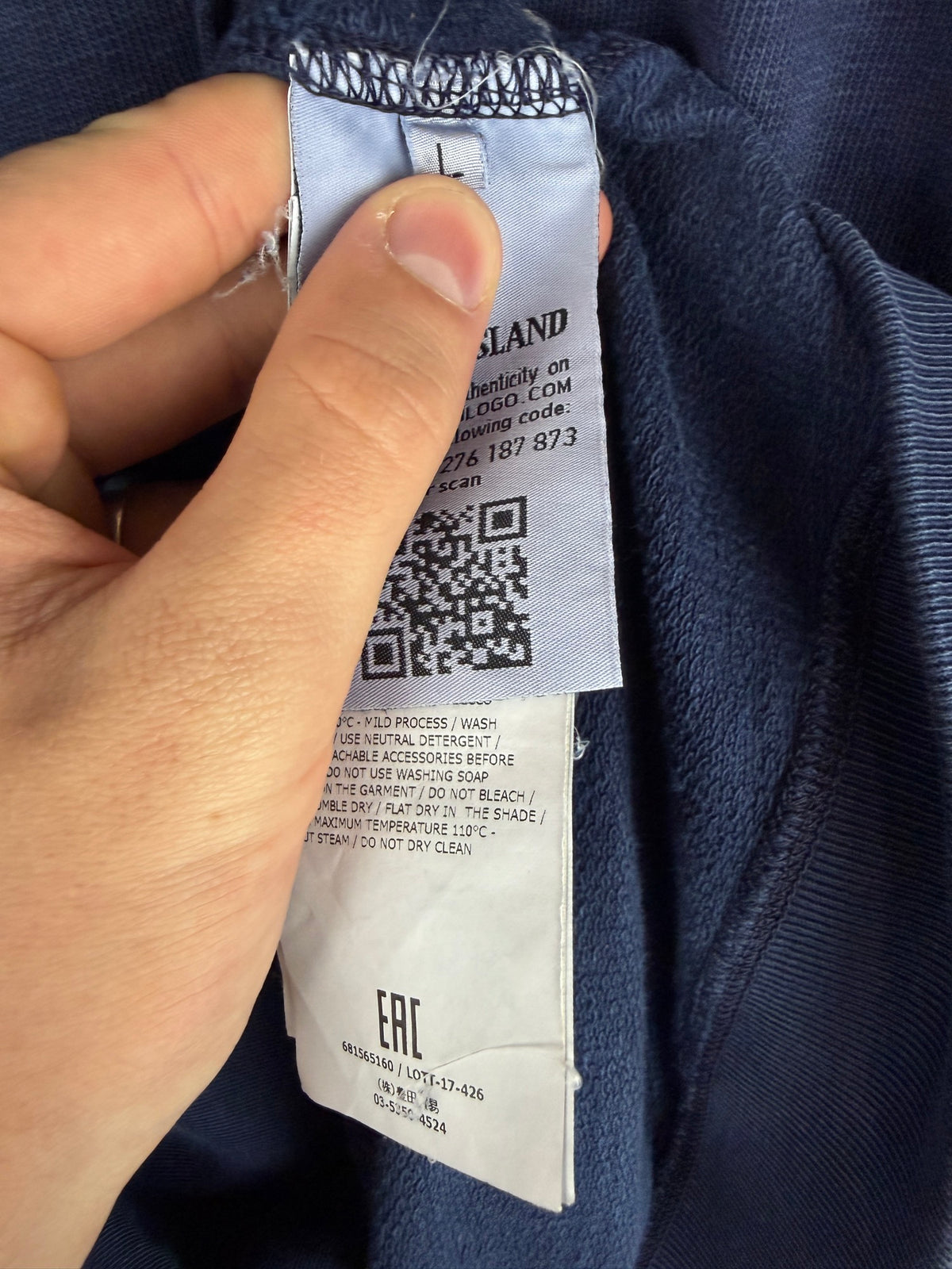 Felpa blu a collo alto con zip Stone Island - Taglia L - foto 7