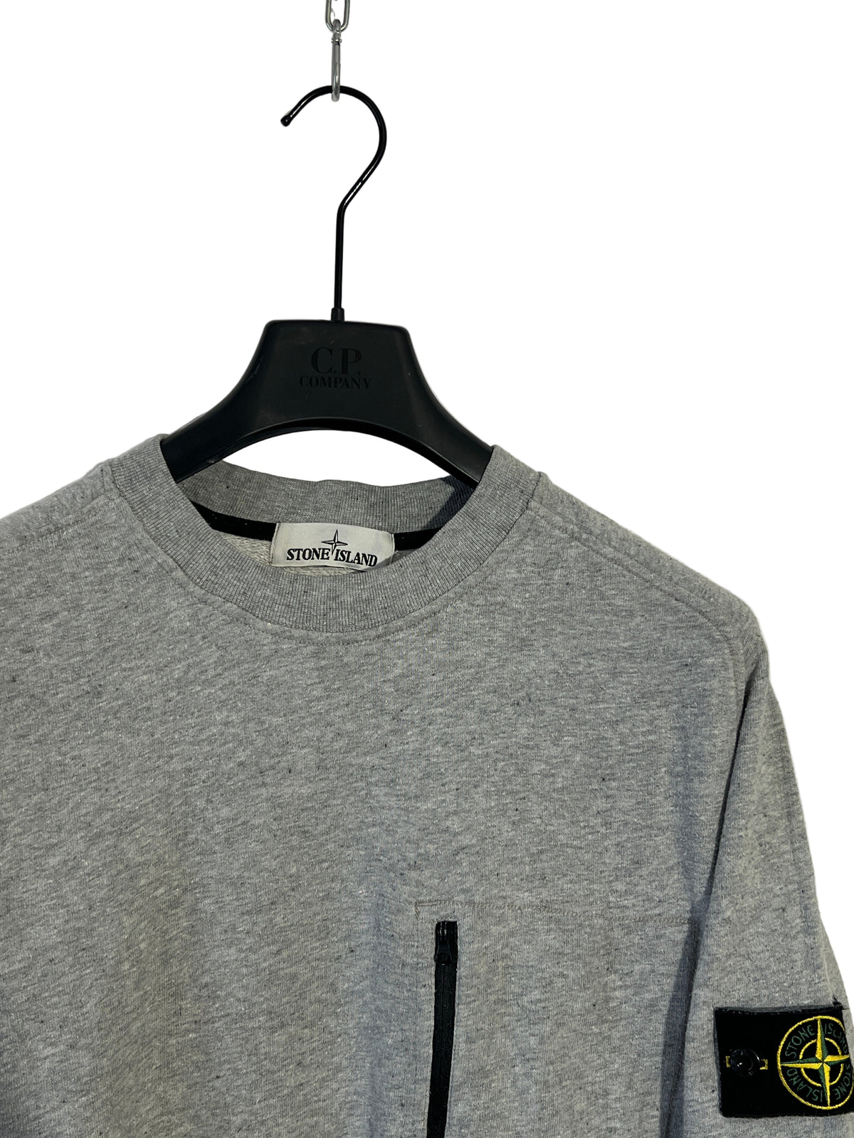Grey Stone Island sweater with chest pocket - Size L