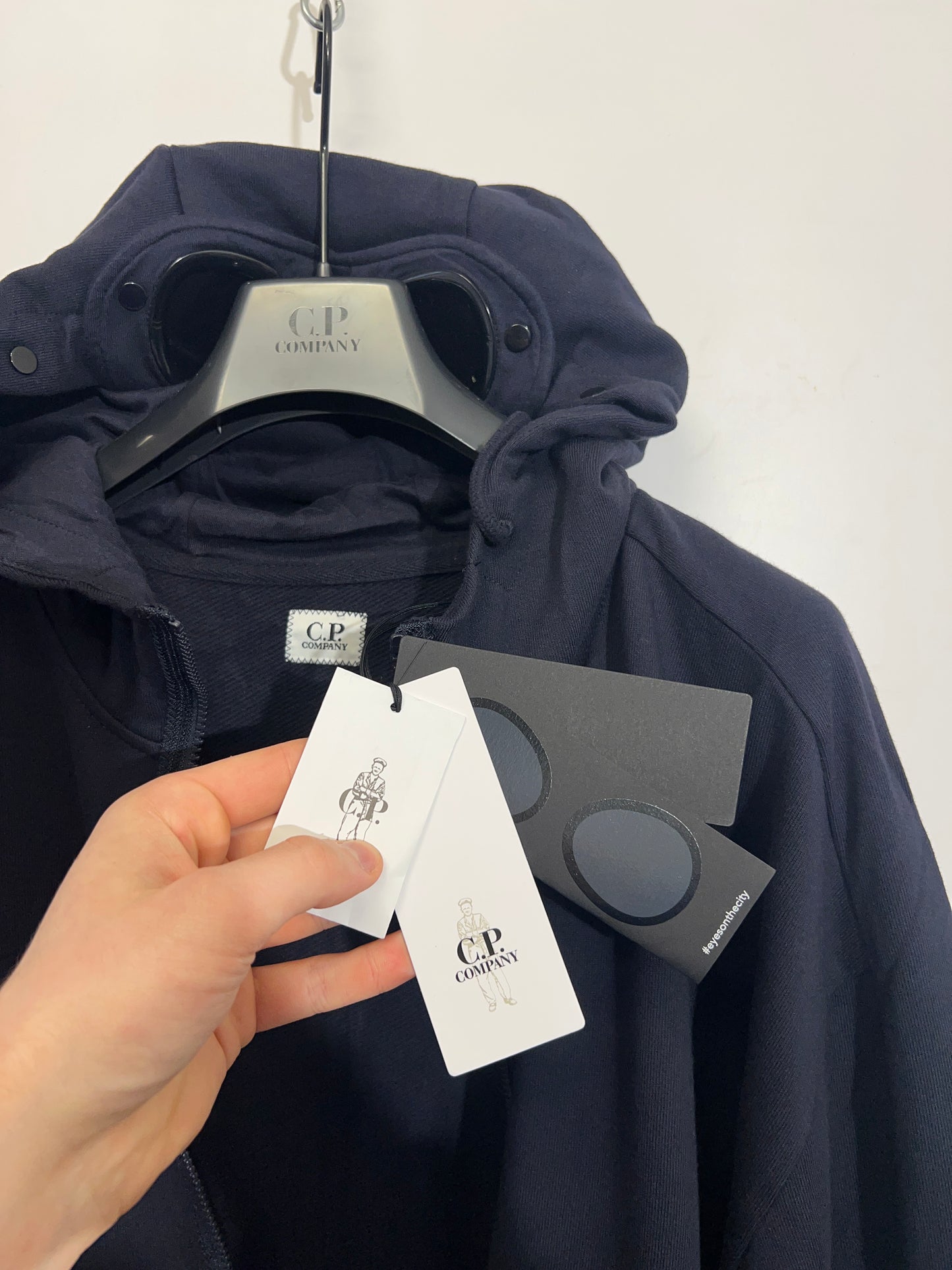 Felpa Goggle blu navy con cappuccio C.P. Company (nuova con cartellino) - Taglia L