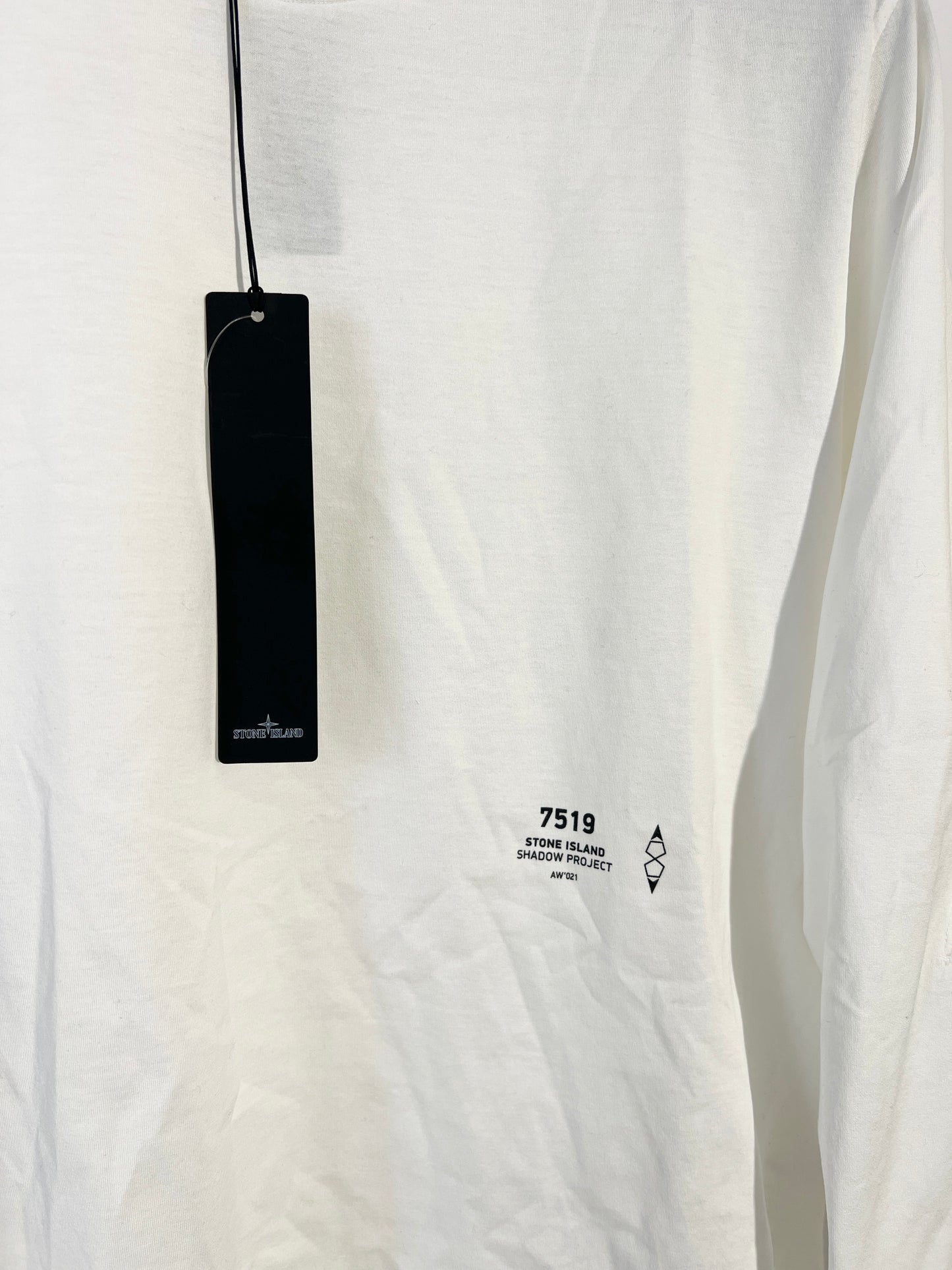 T-shirt a maniche lunghe bianca Stone Island Shadow Project (nuova con cartellino) - Taglia M