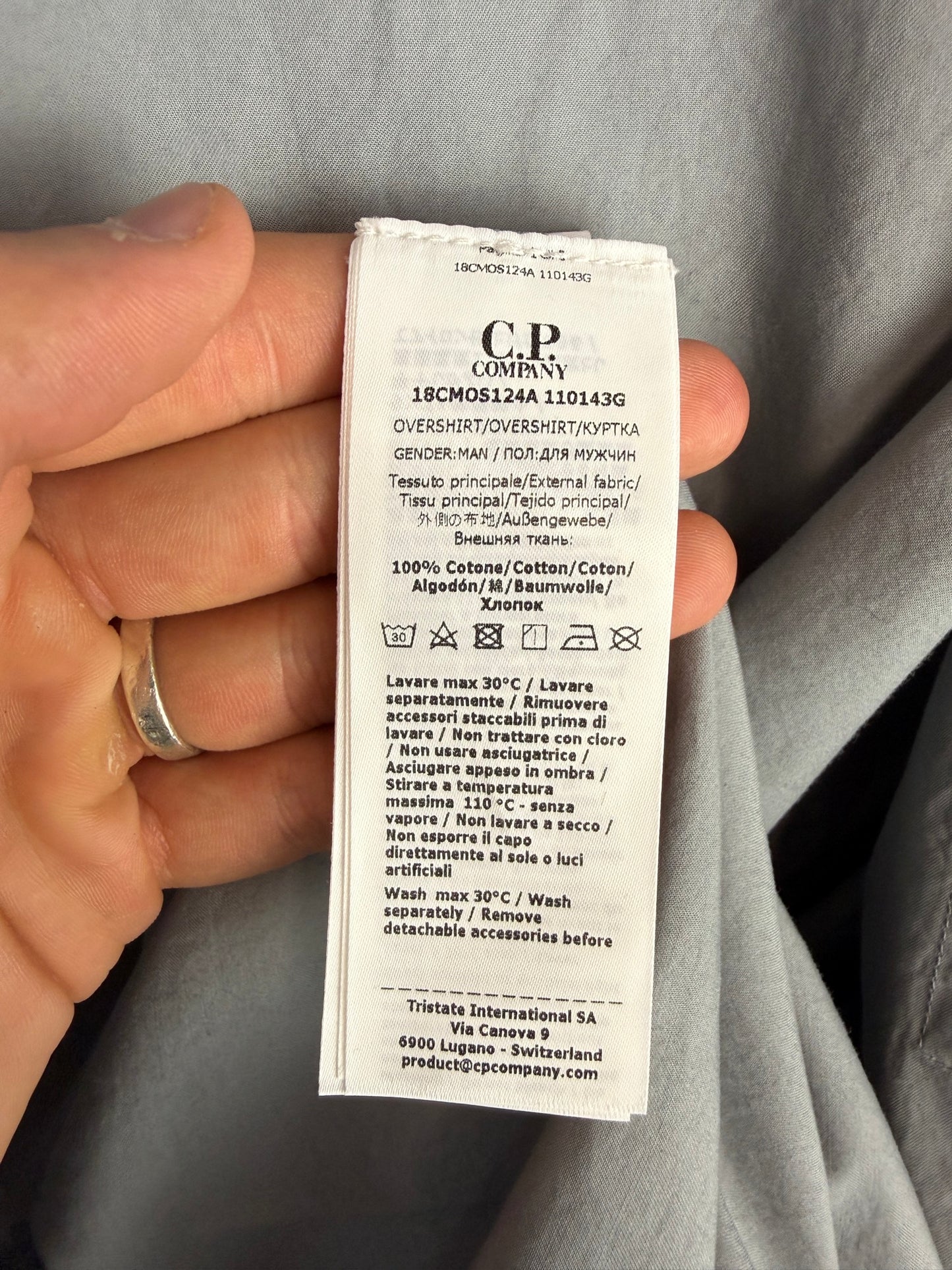 Overshirt grigia con chiusura a zip C.P. Company (nuova con cartellino) - Taglia 3XL