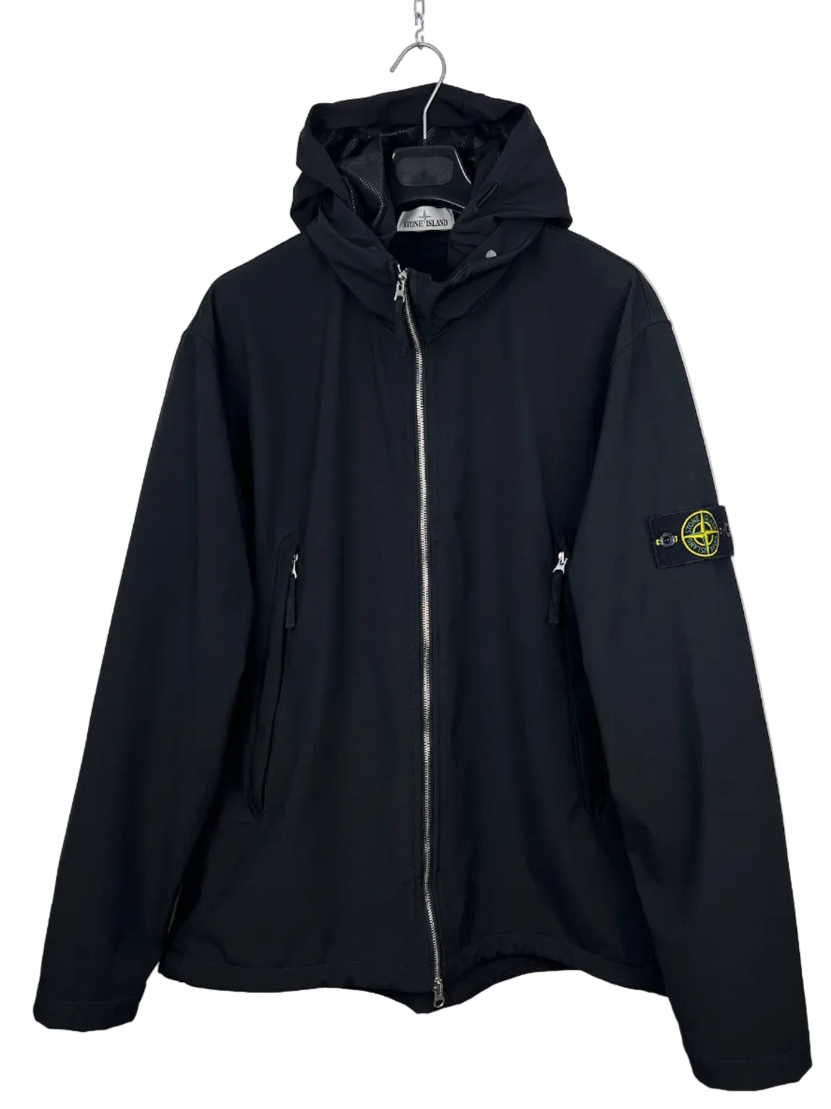 Giacca Light Soft Shell-R blu con zip e cappuccio Stone Island - Taglia 3XL