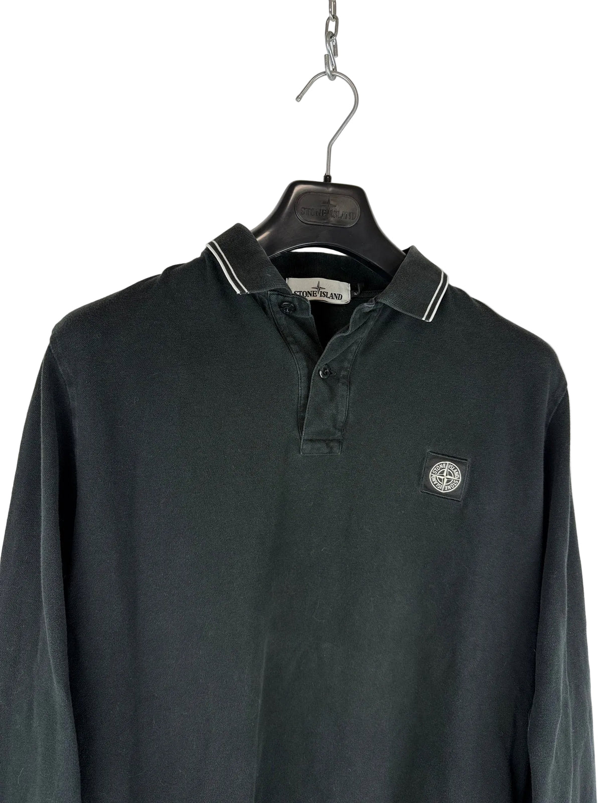 Polo nera a maniche lunghe Stone Island - Taglia XL