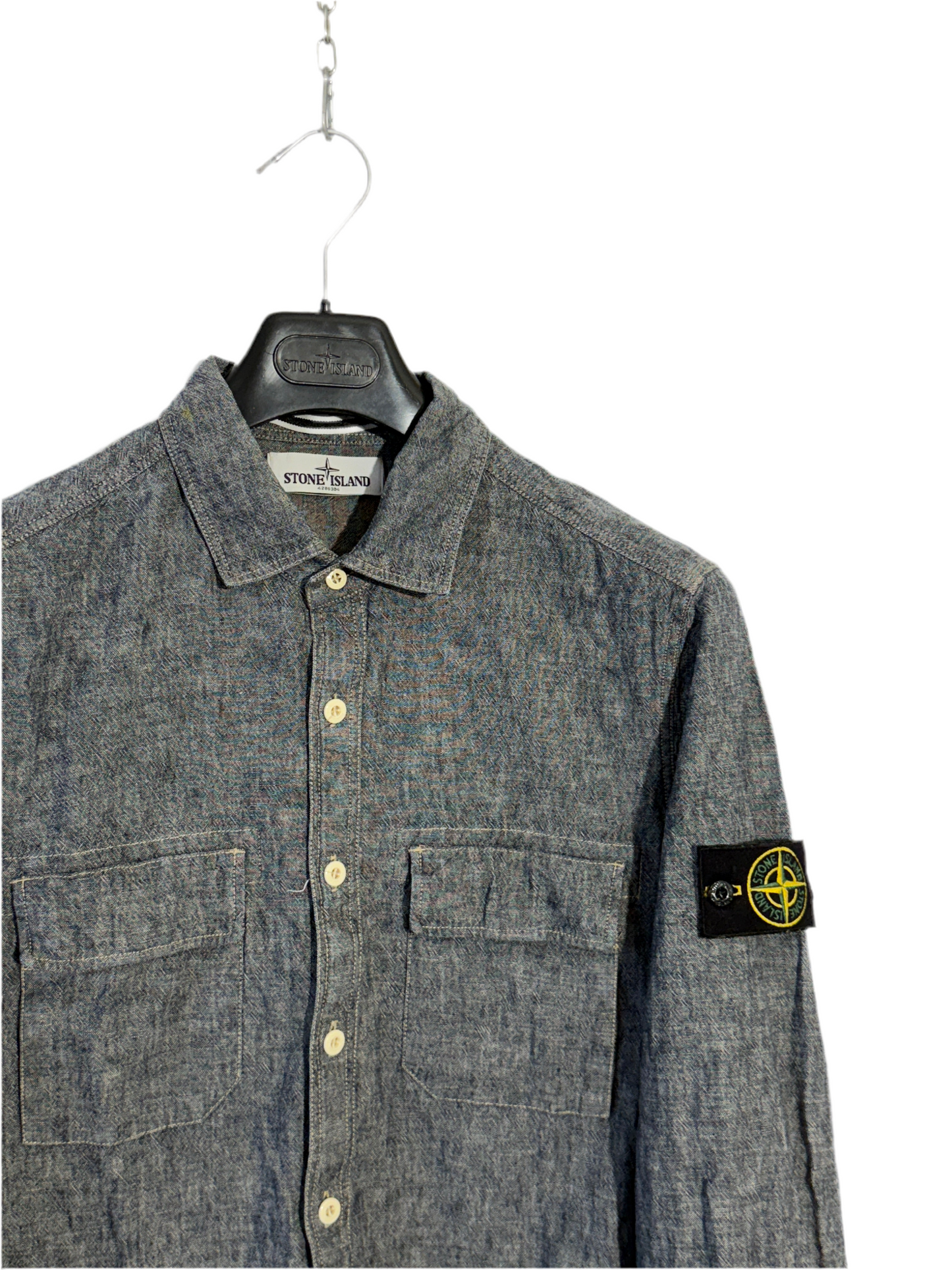 Camicia Vintage grigia in lino Stone Island - Taglia L