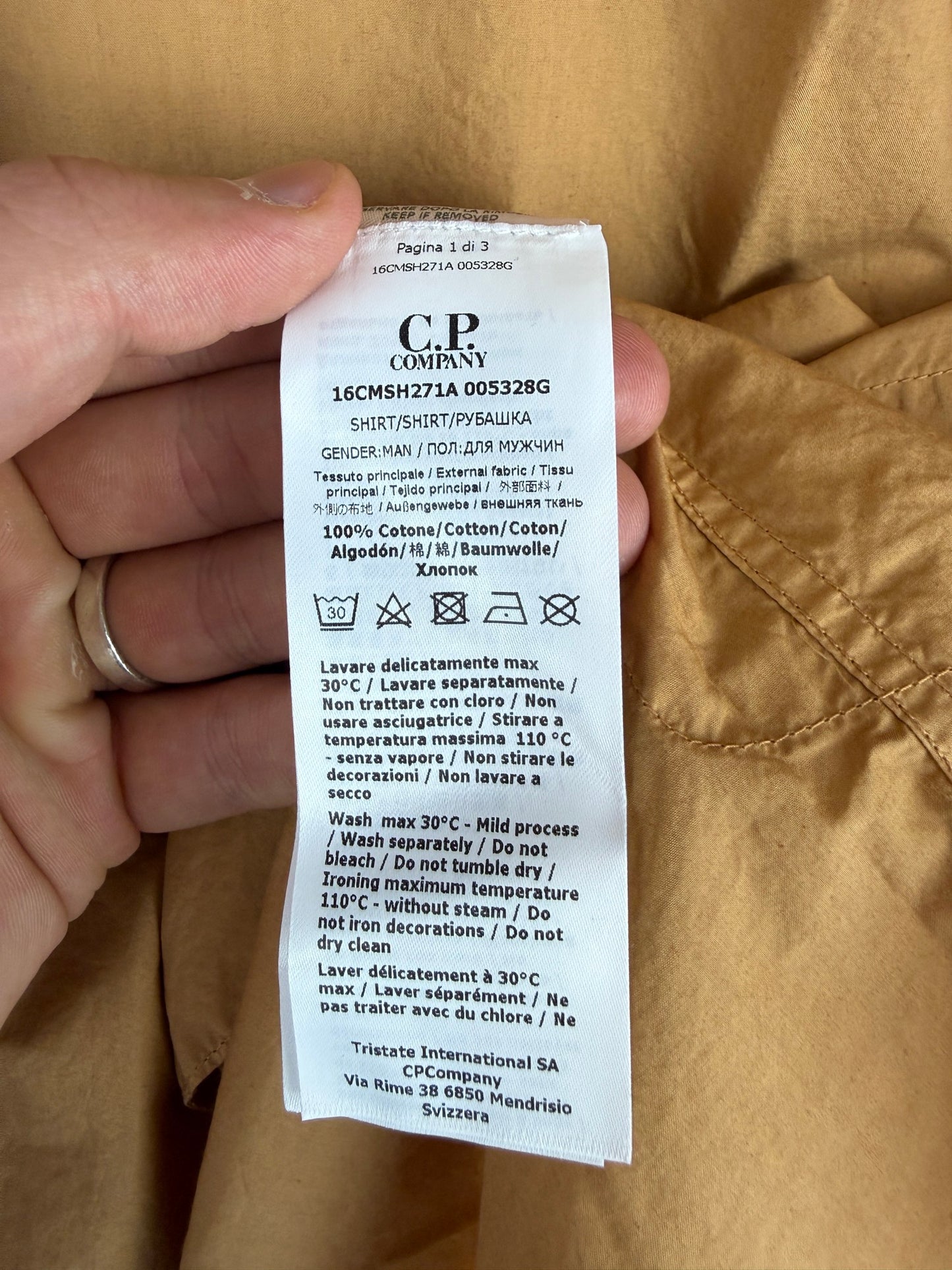 Camicia arancione con taschino sul petto C.P. Company (nuova con cartellino) - Taglia L