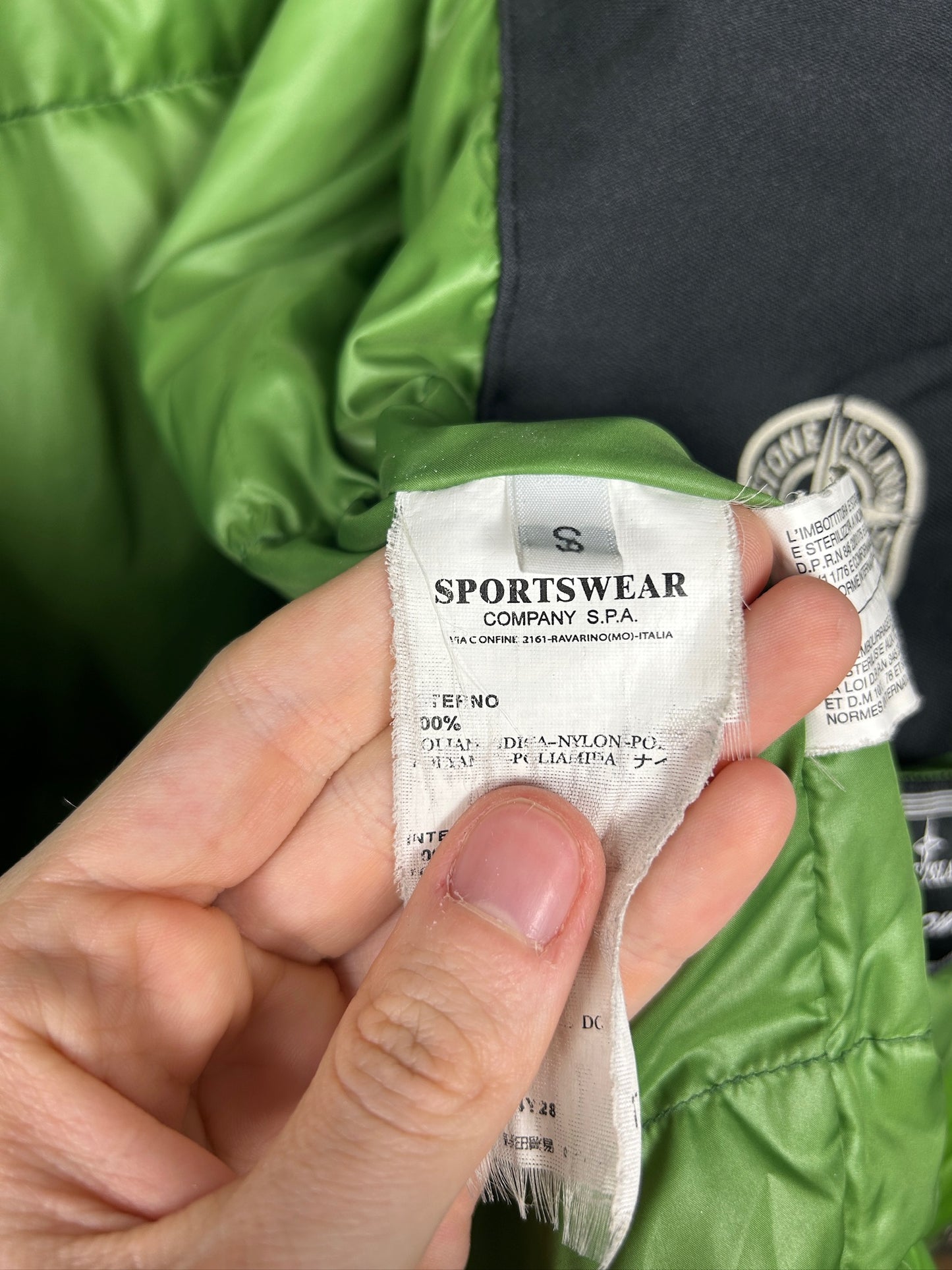 Giacca verde Mesh Badge Down Stone Island - Taglia S