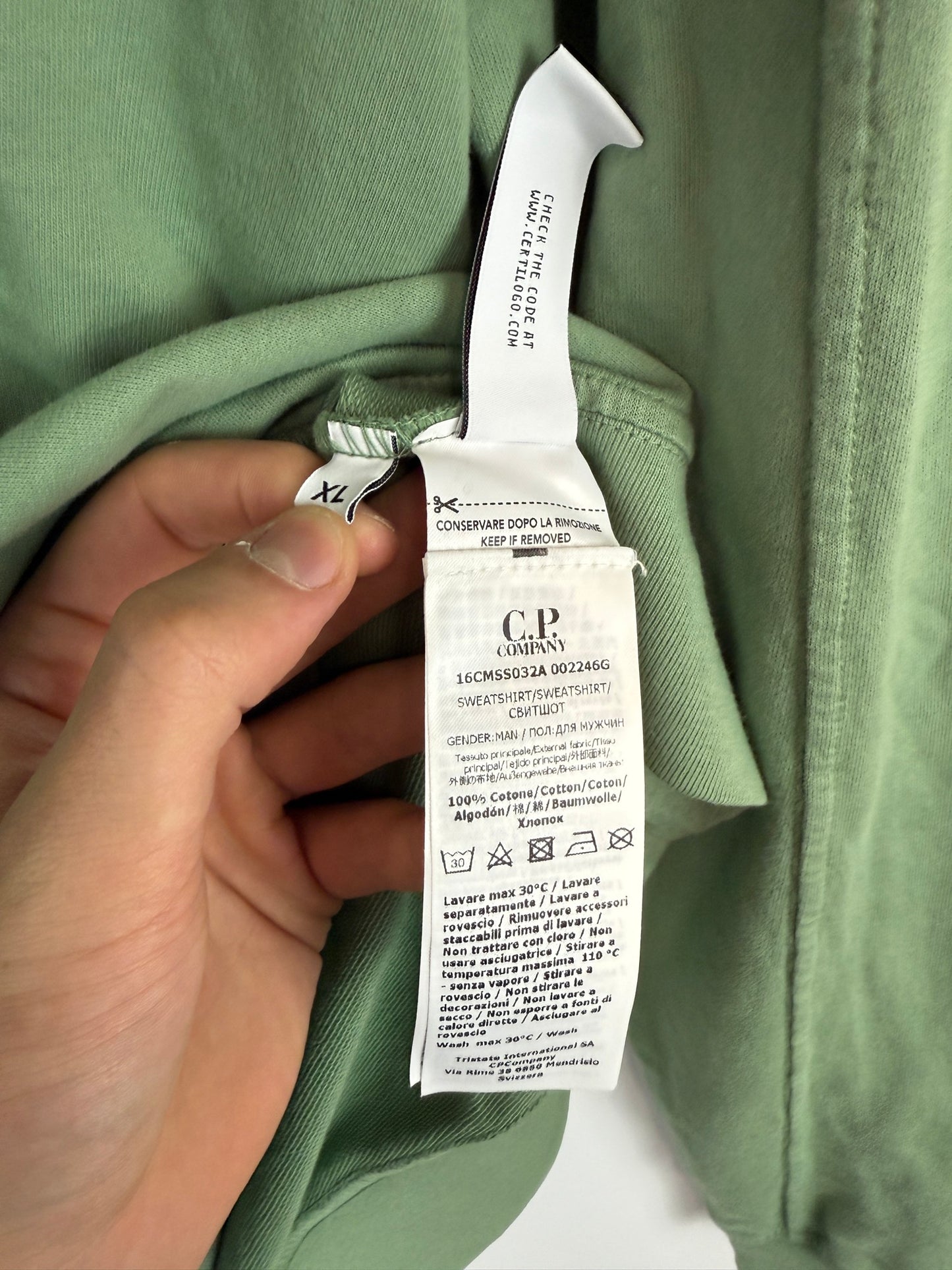 Felpa verde C.P. Company (nuova con cartellino) - Taglia XL