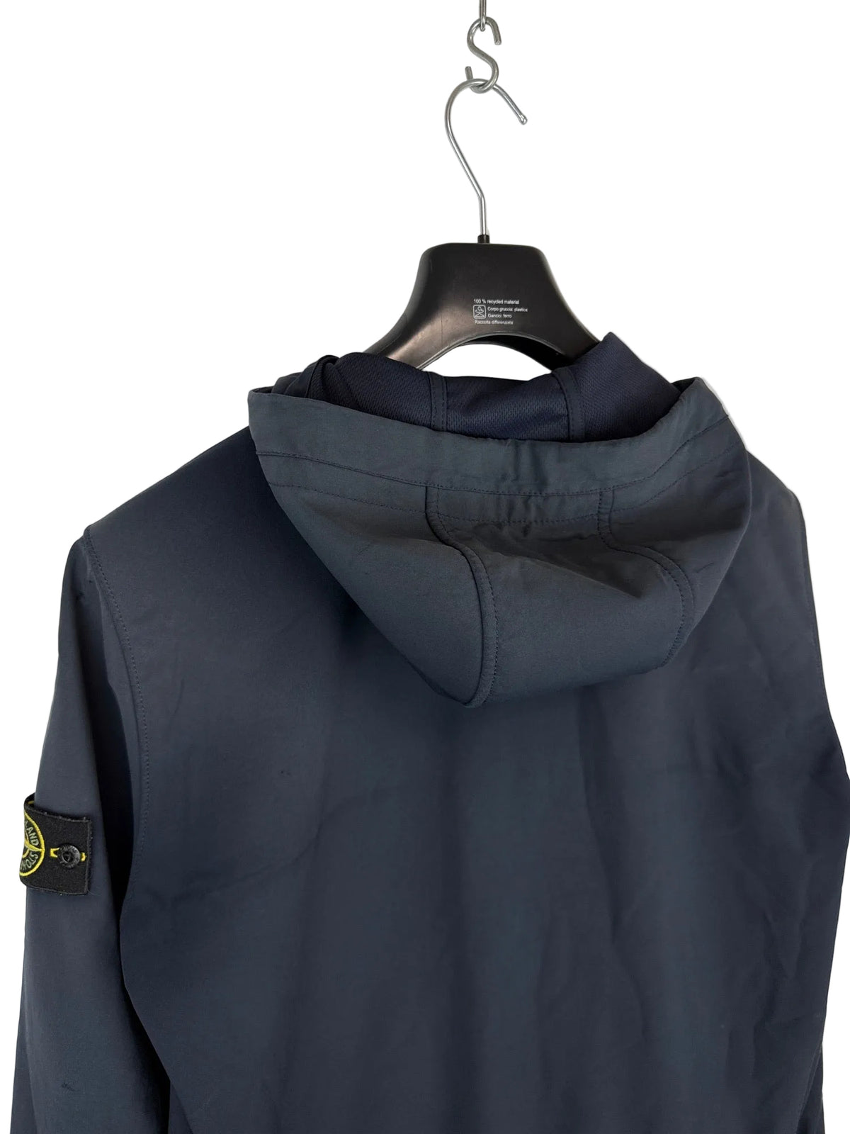 Giacca Light Soft Shell-R blu navy con zip e cappuccio Stone Island - Taglia L