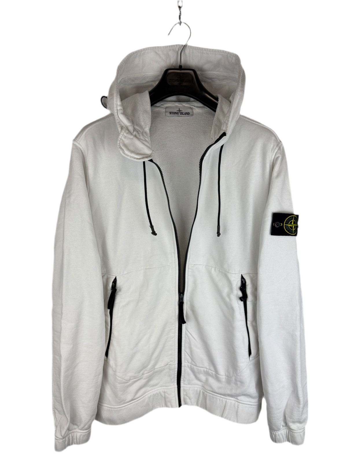 Felpa bianca con zip e cappuccio Stone Island - Taglia XL