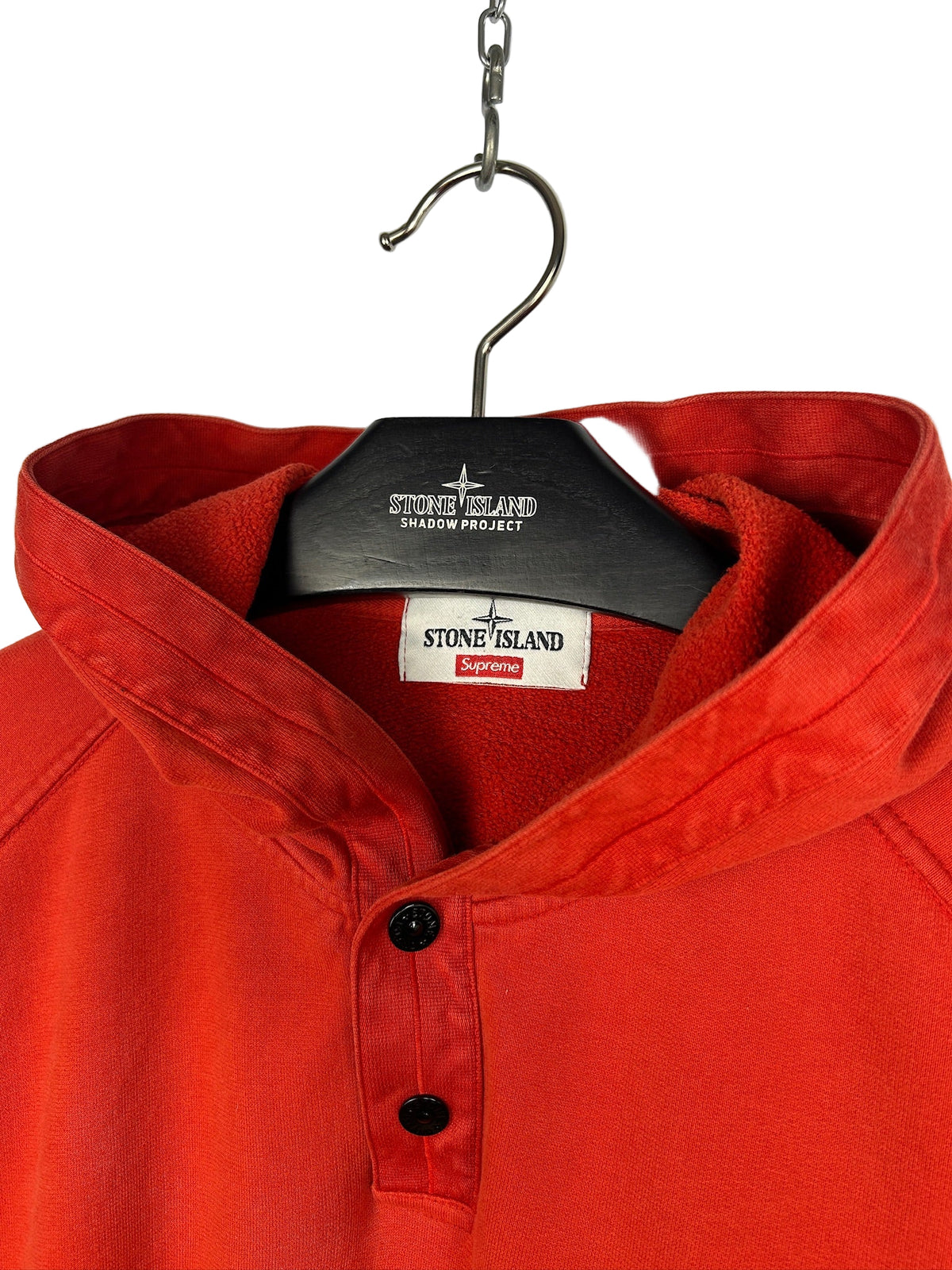 Felpa rossa con cappuccio Stone Island x Supreme - Taglia L
