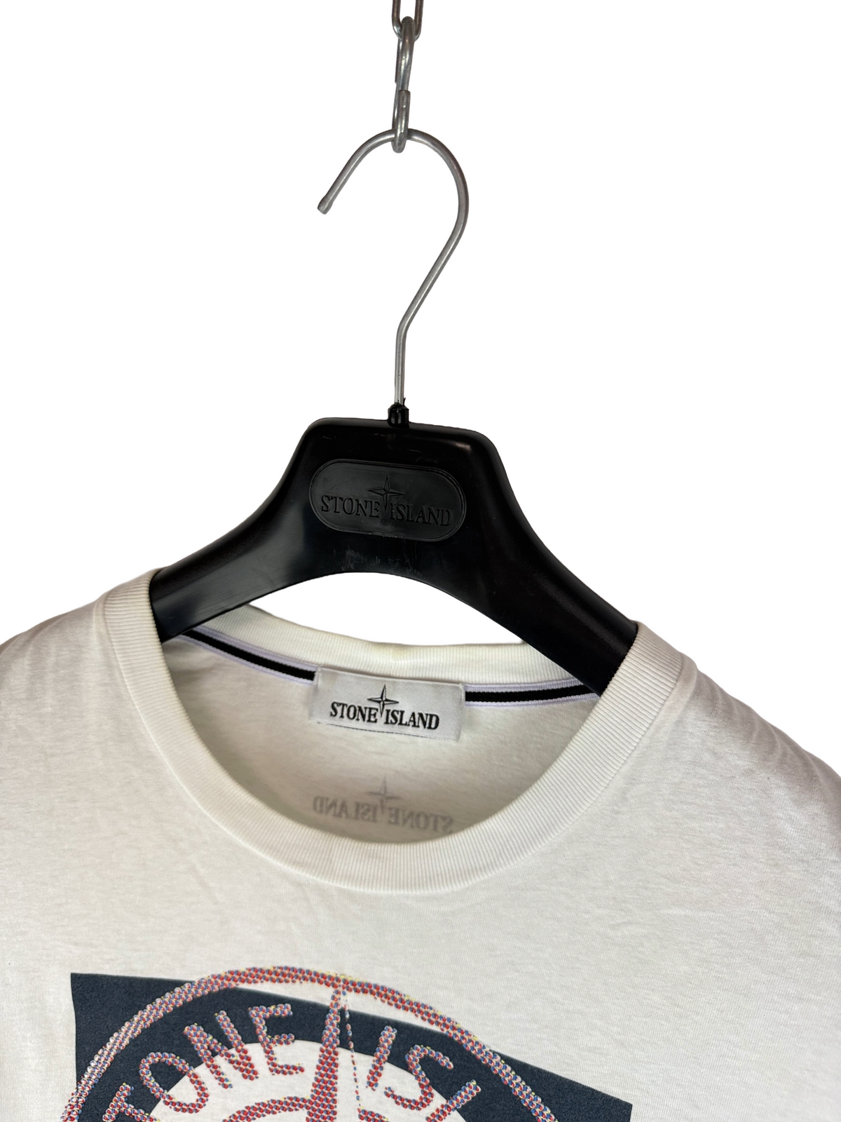 T-shirt bianca con logo in rilievo Stone Island - Taglia M - foto 4