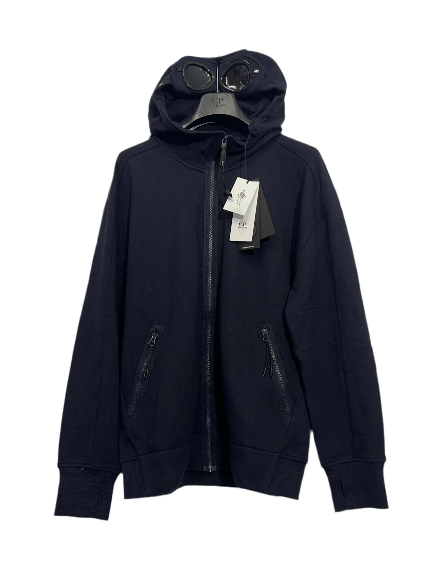 Felpa Goggle blu navy con cappuccio C.P. Company (nuova con cartellino) - Taglia L
