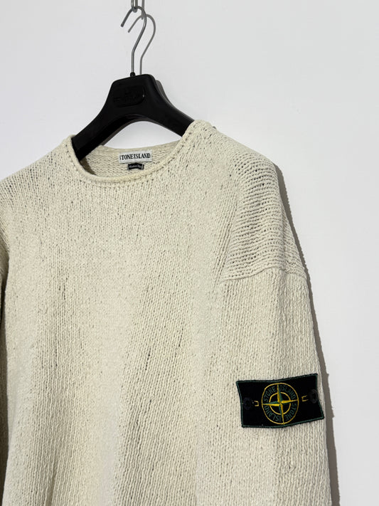Maglione bianco panna vintage del 1996 Stone Island - Taglia L