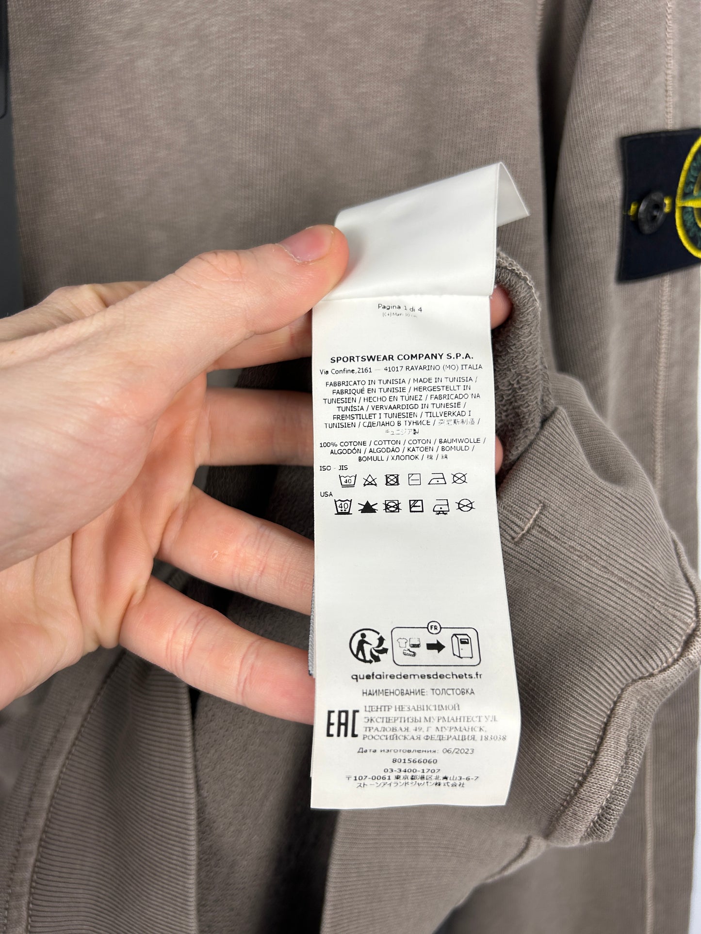 Felpa grigia Stone Island (nuova con cartellino) - Taglia L