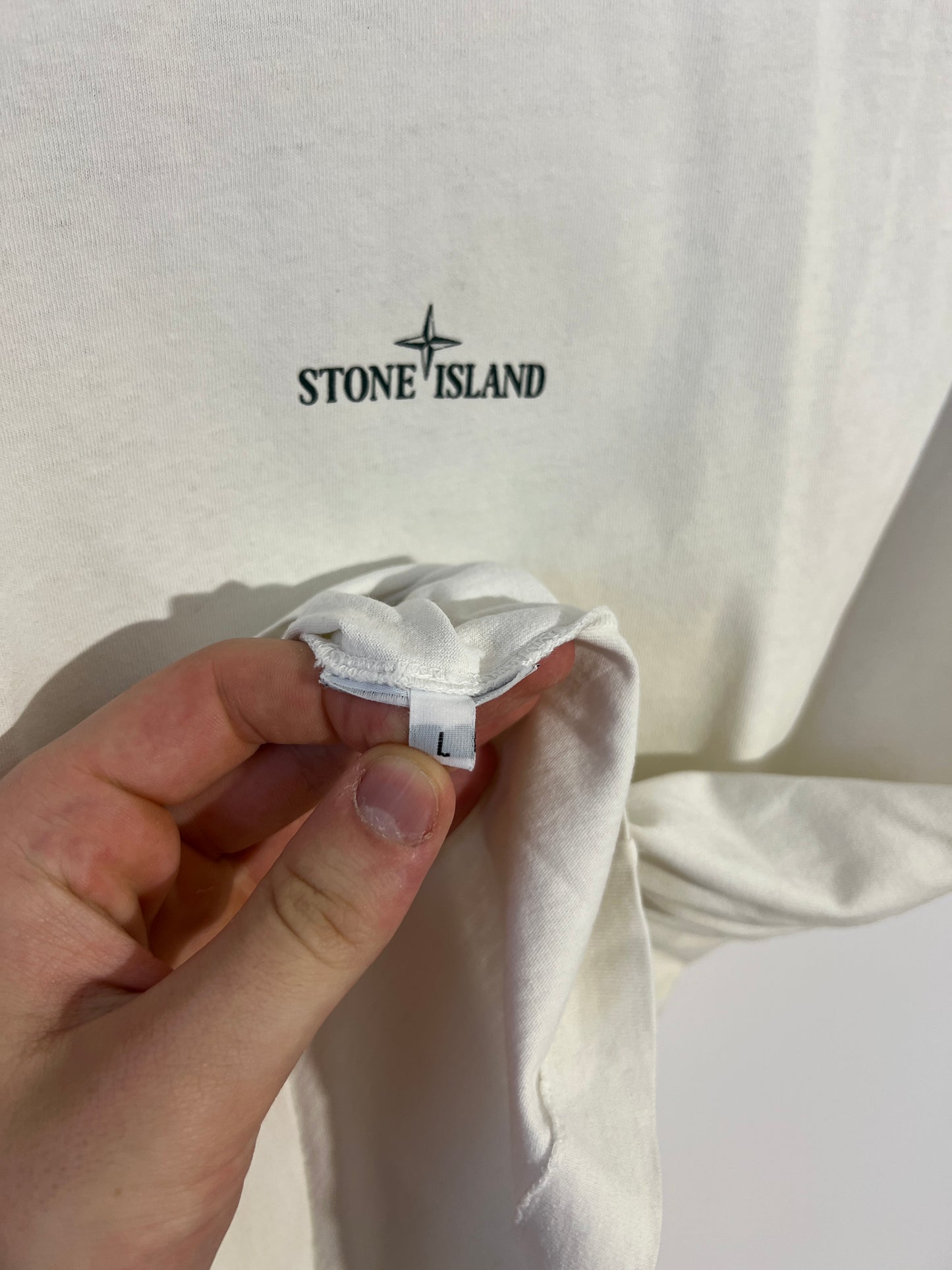 T-shirt bianca con stampa Stone Island - Taglia L