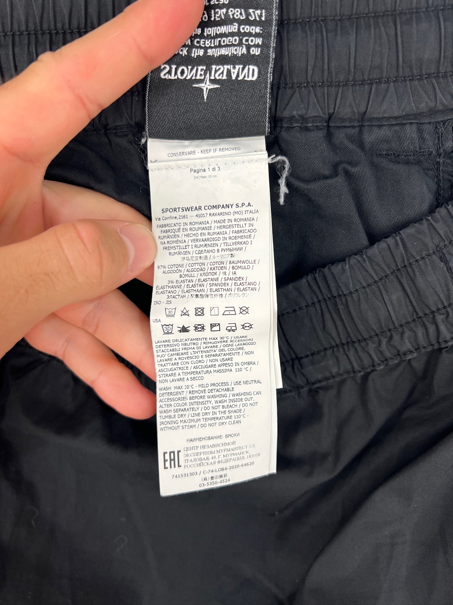 Pantaloni cargo neri Stone Island - Taglia W31
