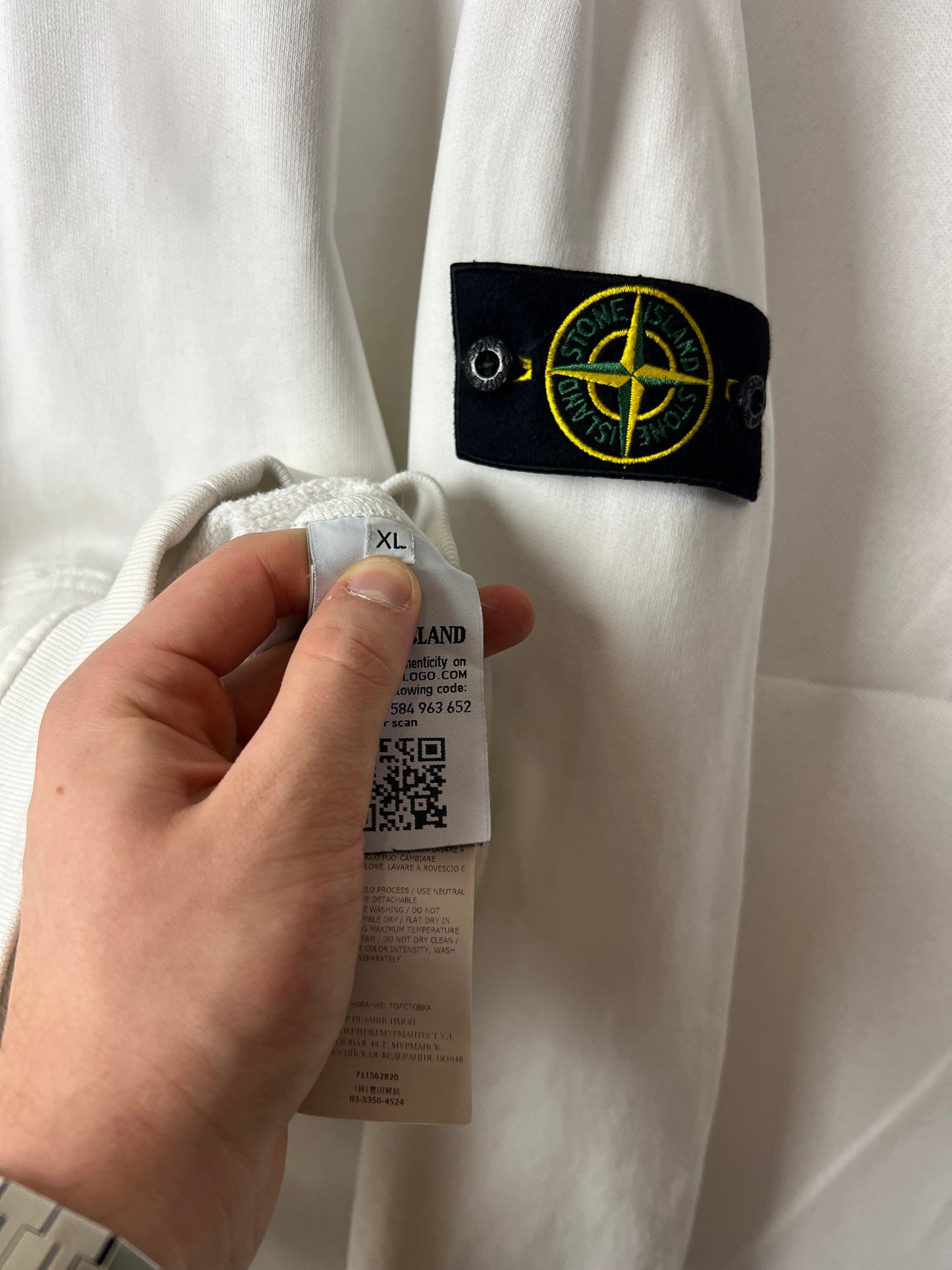 Felpa bianca con cappuccio Stone Island - Taglia XL