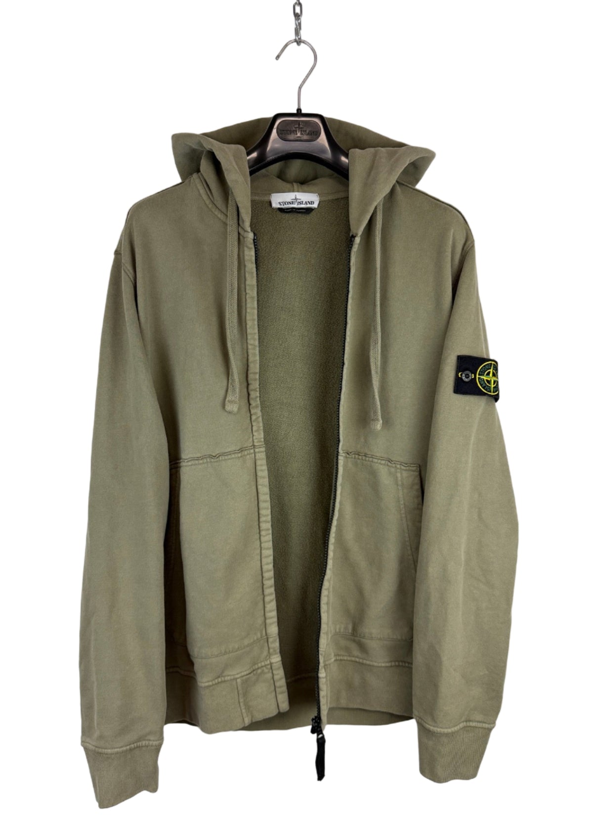 Felpa verde kaki con zip e cappuccio Stone Island - Taglia XL