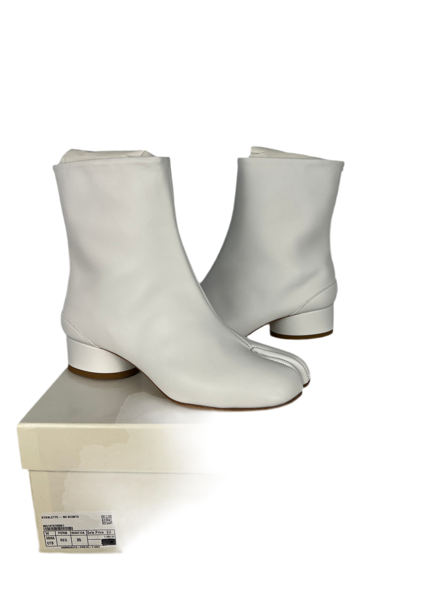Stivaletti Tabi con tacco bianchi da donna Maison Martin Margiela (nuovi con cartellino) - Numero 35