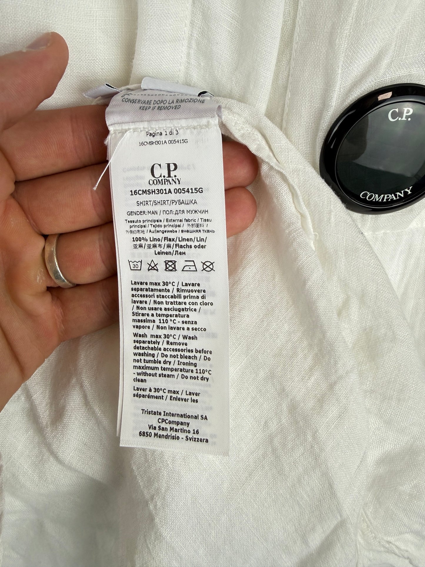 Camicia bianca a maniche lunghe C.P. Company (nuova con cartellino) - Taglia XXL