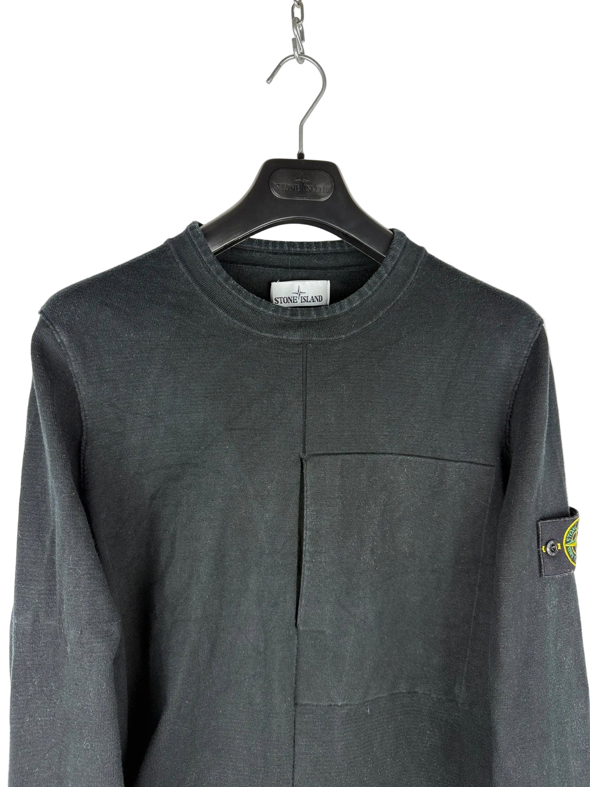 Maglione nero con taschino sul petto Stone Island - Taglia L