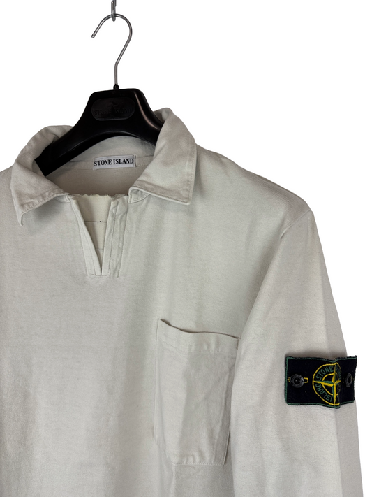 Polo bianco panna Vintage a maniche lunghe Stone Island - Taglia L